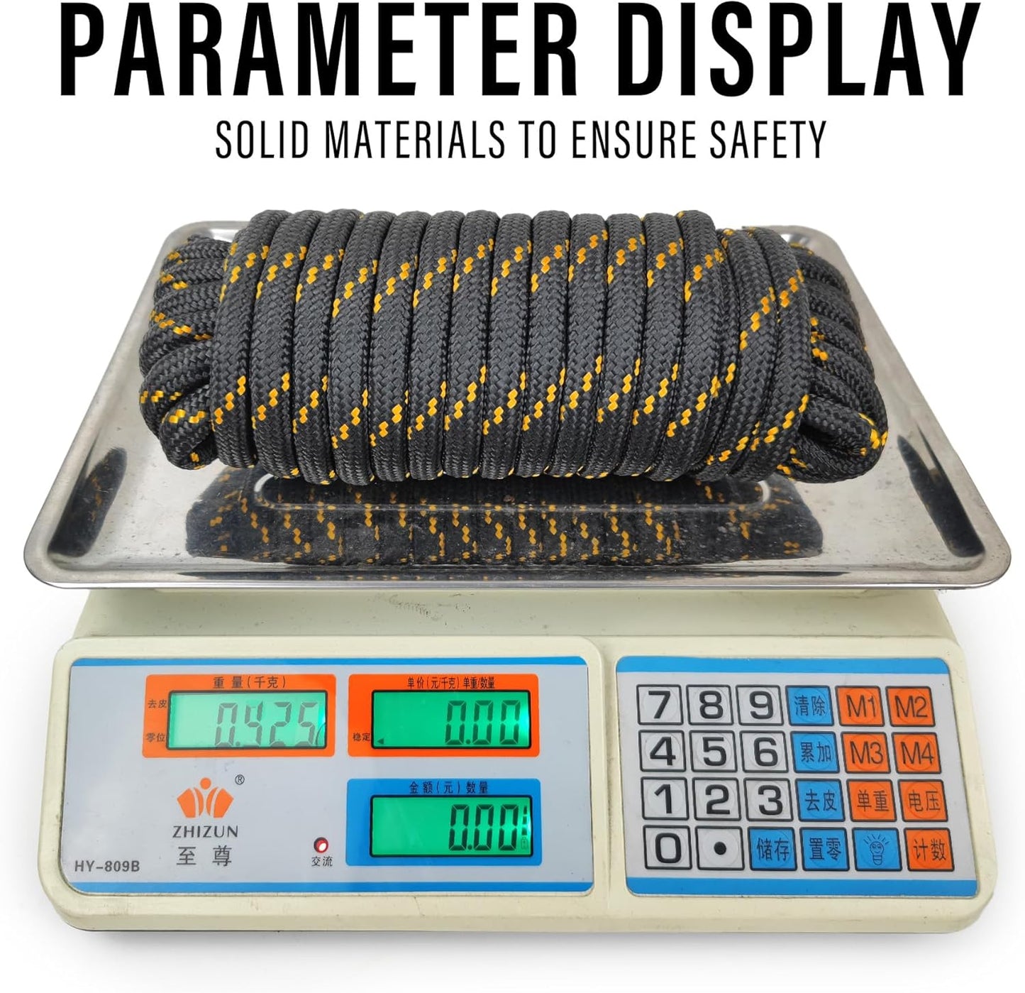 Diamond Braided Polypropylene Rope Nylon Rope Mix Thick Heavy Duty Ropes 3/8'' 50ft High Strength Perfect for Clothesrope Camping Hiking and Other Outdoor Activities Black