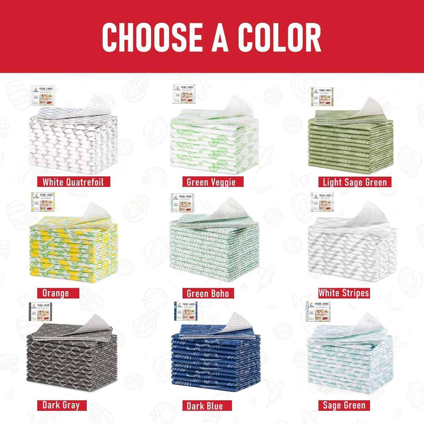 Cooyes 6 Pack Polyester Shelf Liners for Kitchen Cabinets, 17.7" × 24", Non-Slip Refrigerator Liners Machine Washable, Refrigerator Drawer Mats for Glass Shelves and Kitchen Cabinets