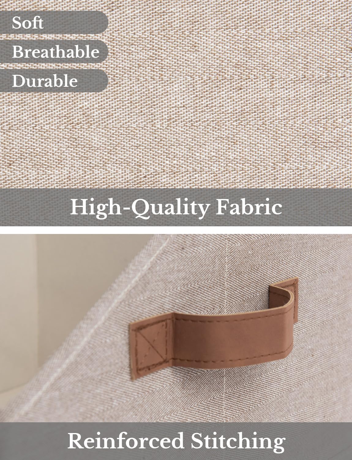 StorageWorks Closet Storage Bins, Trapezoid Organizer Box for Shelves, Fabric Clothes Bin, Foldable Organizing Baskets with Handles, Small, Brown and Beige, 3-Pack