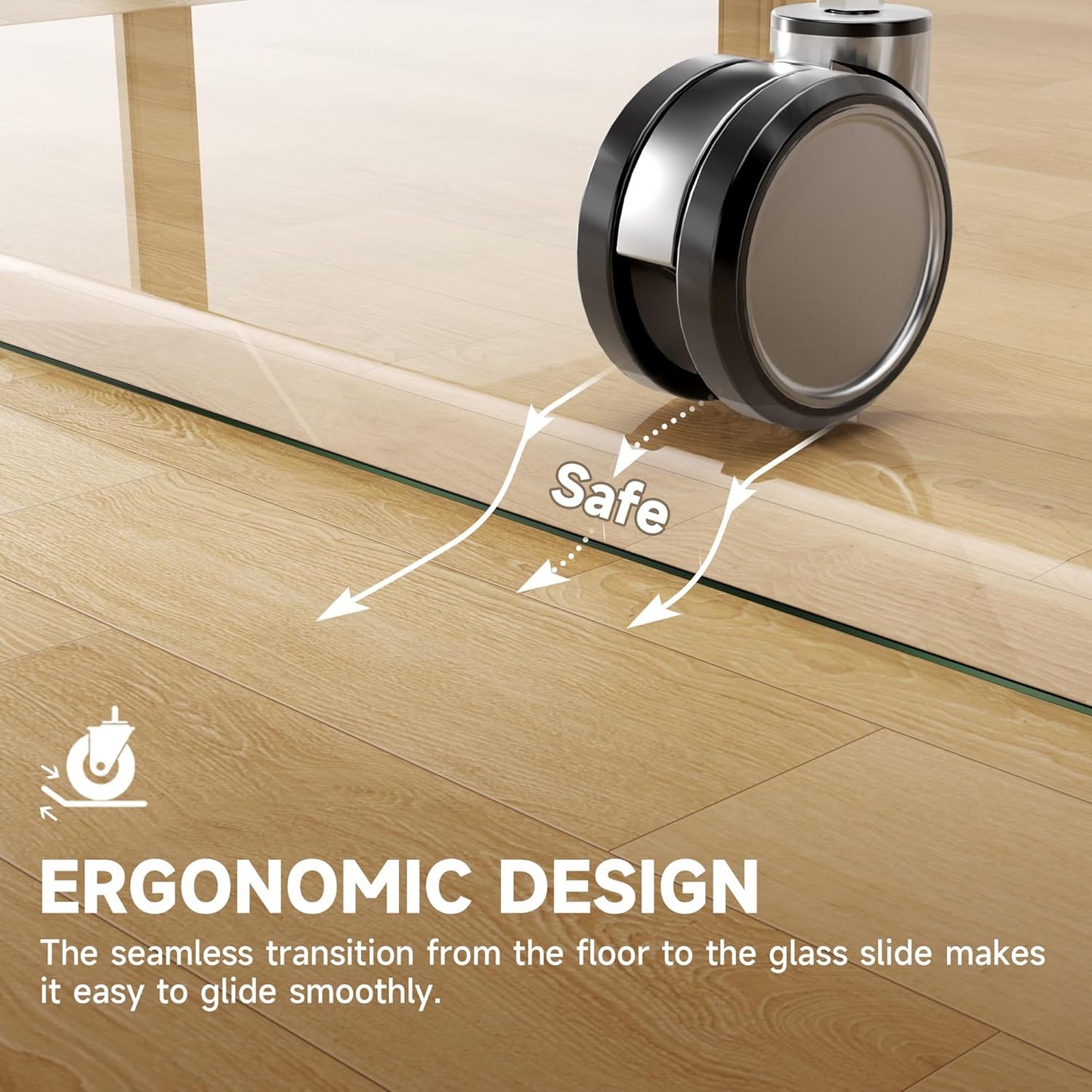 [Tempered Glass] 47“ x 40” Beveled Edge Glass Chair Mat with Polished Edge Clear Office Chair Mat, Glides Smoothly, Suitable for Carpet or Hardwood Floors