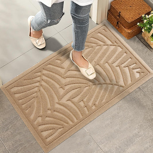Front Door Mat, Absorbent Resist Dirt Welcome Door Mat Indoor Outdoor, Waterproof Doormat, Sturdy Non Slip Backing, Fade Resistant, Low Profile Entry Mat for Entryway, 47×32, Beige