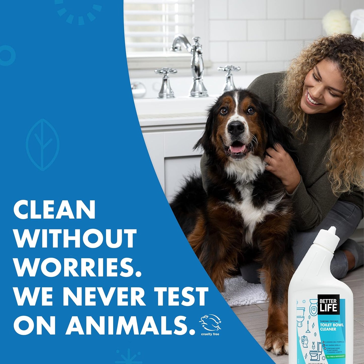 Better Life Toilet Bowl Cleaner, Plant-derived, Stain & Odor Remover, Tea Tree & Peppermint Scent Cleaning Gel, Liquid Bathroom Cleaners for Household, 24 Oz, Pack of 2