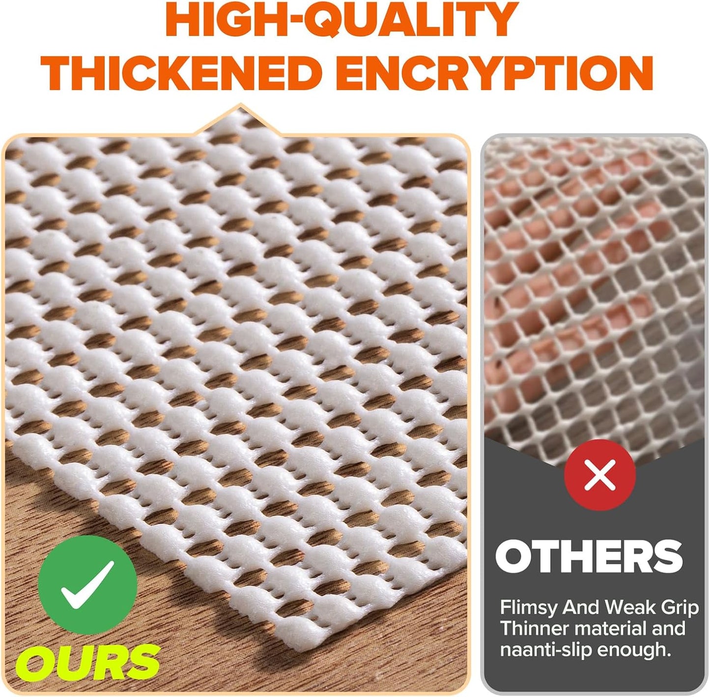 Non-Slip Rug Pad Gripper 5x8 Feet, Anti Skid Mat for Under Area Rugs, Keeps Rugs in Position and Safe, Thick Cushioned Carpet Pad for Hardwood Floors Protection