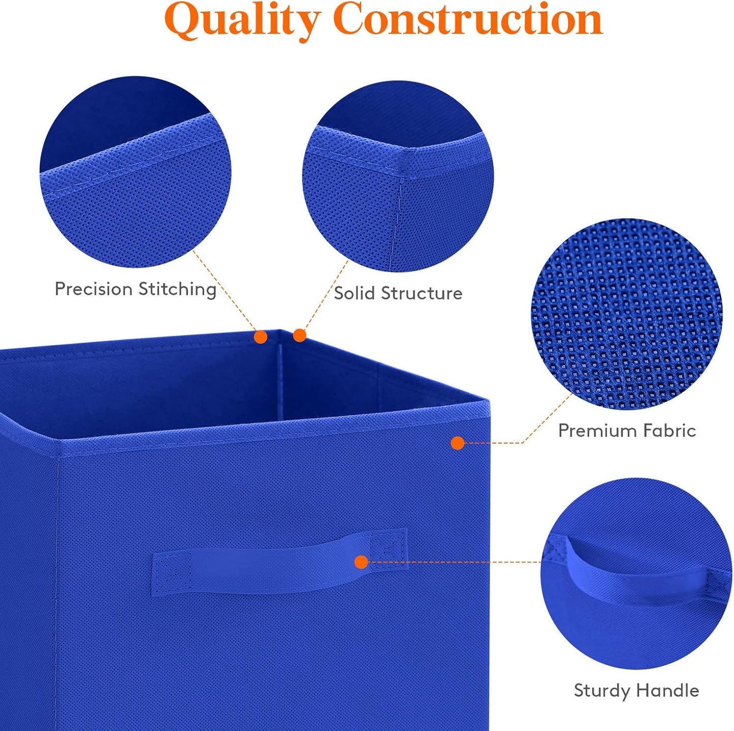 Lifewit Collapsible Fabric Storage Cubes Bins Set 11 Inch, Foldable Cubby Organizers Boxes, 6 Pack Organizing Baskets for Shelf, Closet, Utility Room, Storage Room Blue