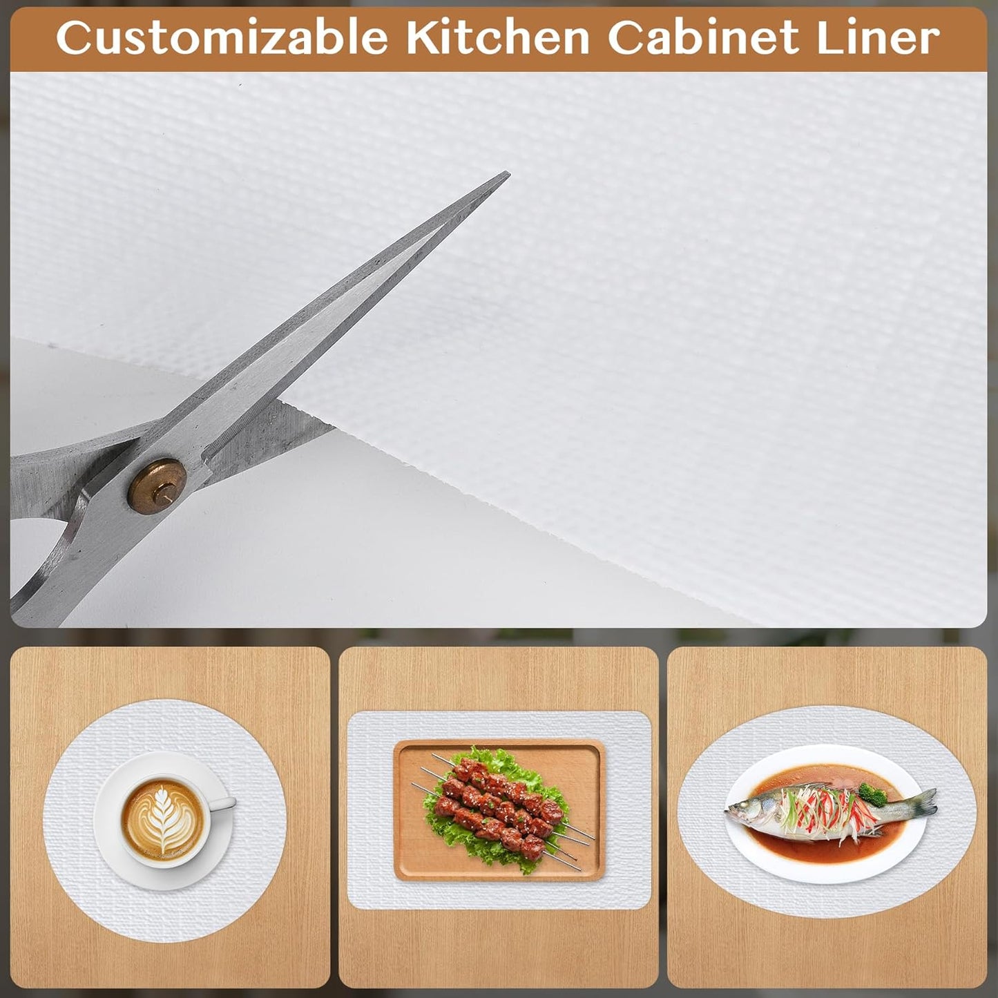 Non-Adhesive Shelf and Drawer Liner for Kitchen Cabinets, 12 in x 10FT Strong Non-Slip Cabinet Liners for Shelves, Refrigerator, Pantry Storage, Bathroom Closet, Easy to Clean & Cut, White