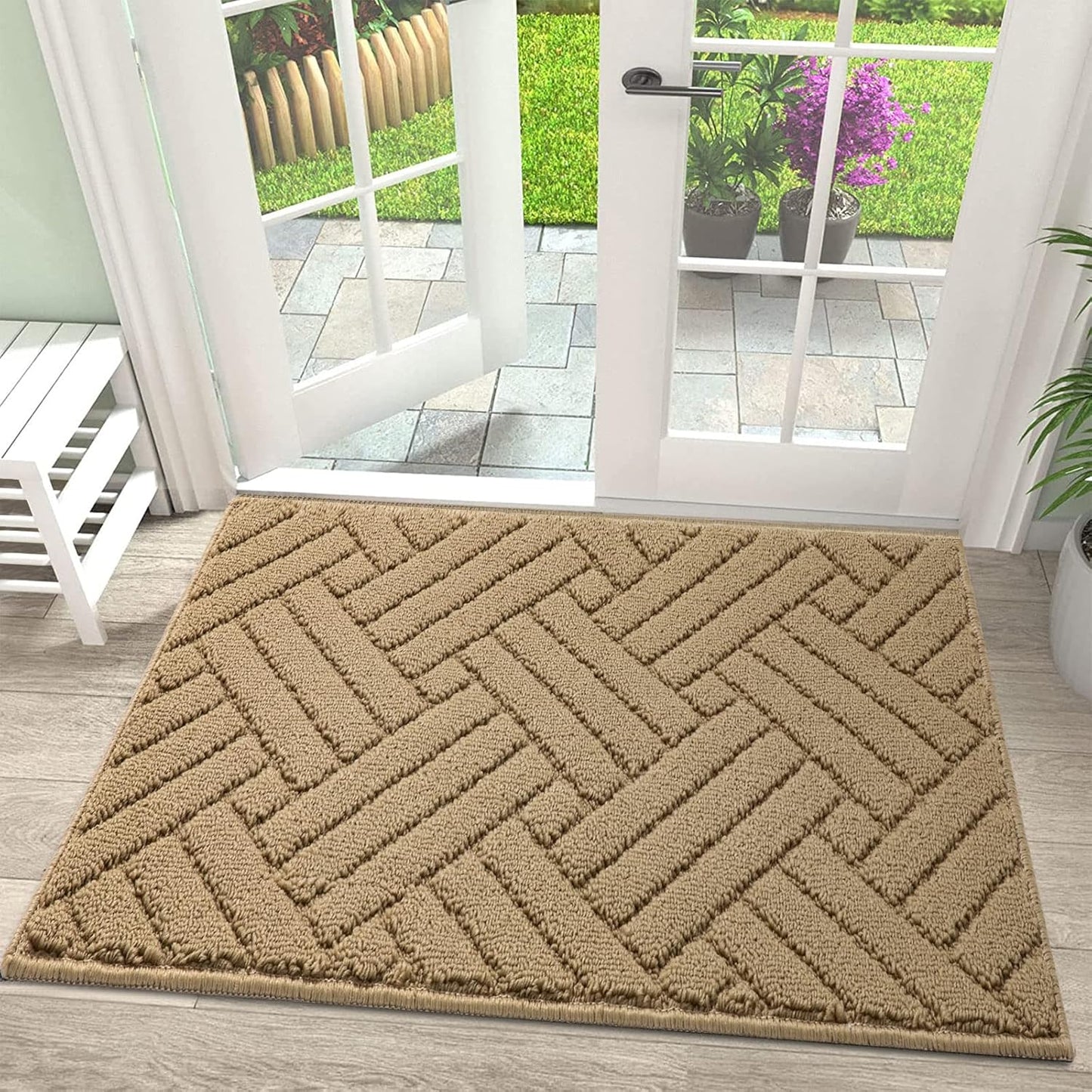 Door Mat Indoor Doormat, Entryway Rug Door Mats Non-Slip Rubber Backing, Low-Profile Entrance Rugs, Absorbent Resist Dirt Doormats Inside Floor Door mat for Entryway,24" x36 Brown