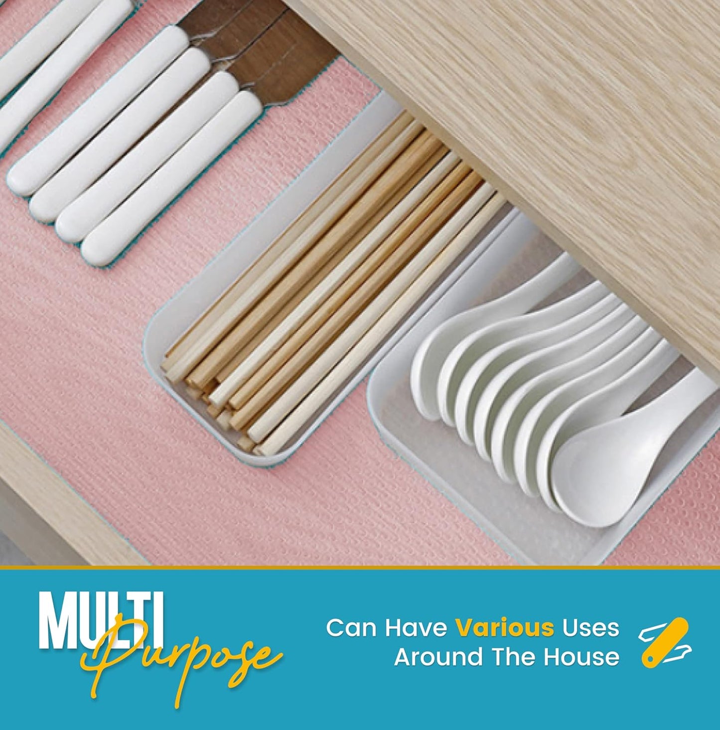 Refrigerator Liners for Shelves (16 Pack) by Linda’s Essentials - Non-Adhesive Shelf or Drawer Liner, BPA-Free Fridge Mats for Kitchen & Cabinets, Easy to Clean, Ideal Household Essentials (Pink)