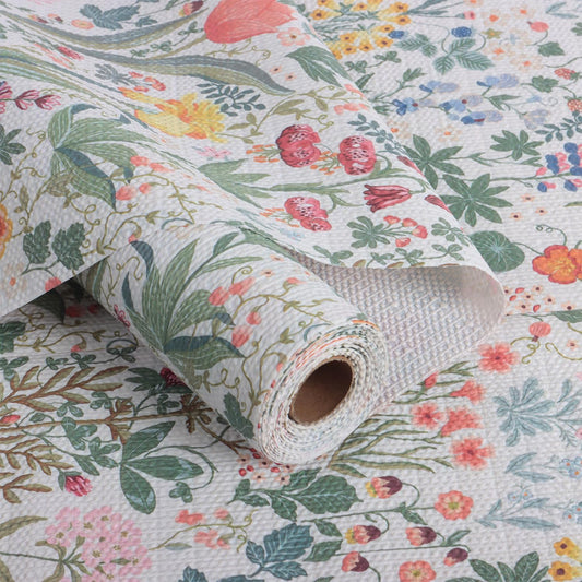 Floral Shelf Drawer Liners, Non Adhesive and Strong Non-Slip Colorful Cabinet Drawer Shelf Liners for Kitchen Wire Fridge, Waterproof Cabinet Liner,Easy to Clean,12IN x 10FT