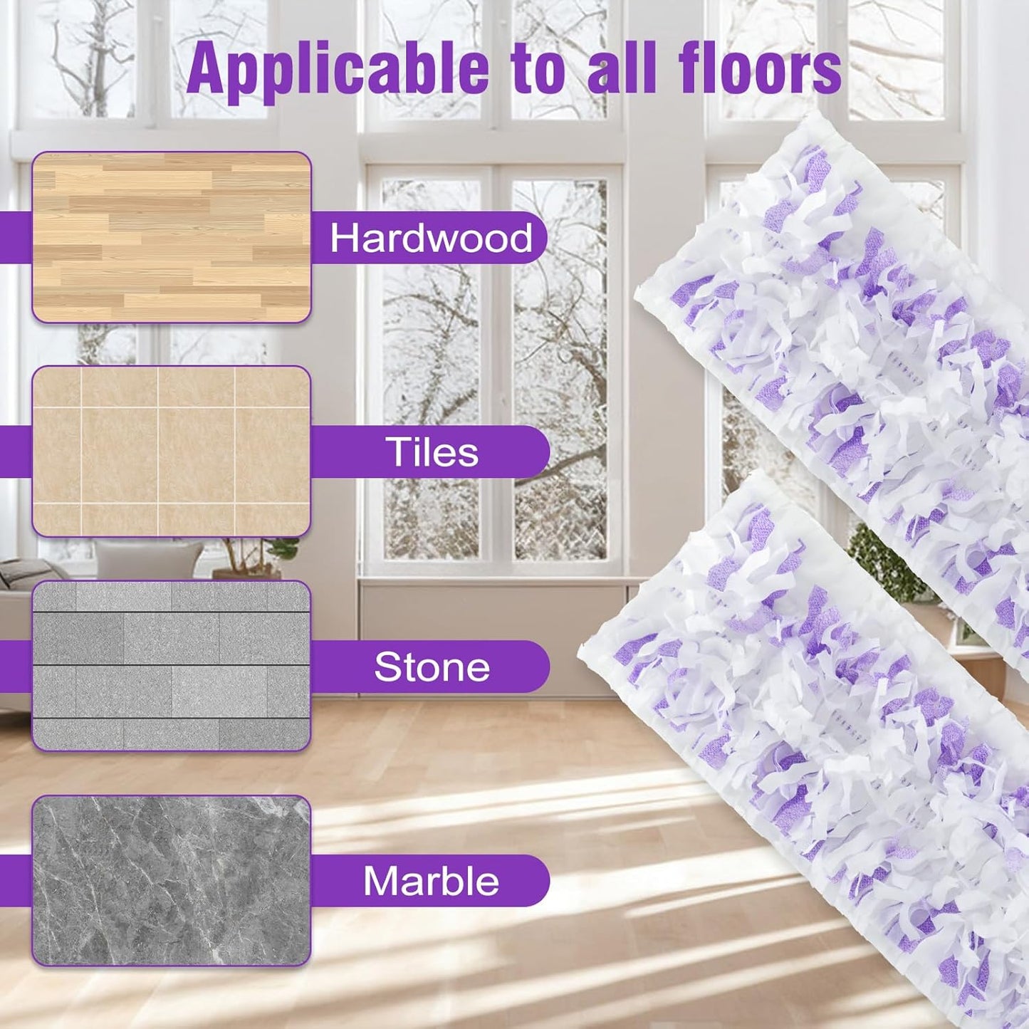 24 Pack Disposable Power Mop Refills Pads Compatible with Swiffer Power Mop,Spray Wet Pads Refill,Disposable Spray Mopping Pads Refills for Multi-Surface Floor Cleaning