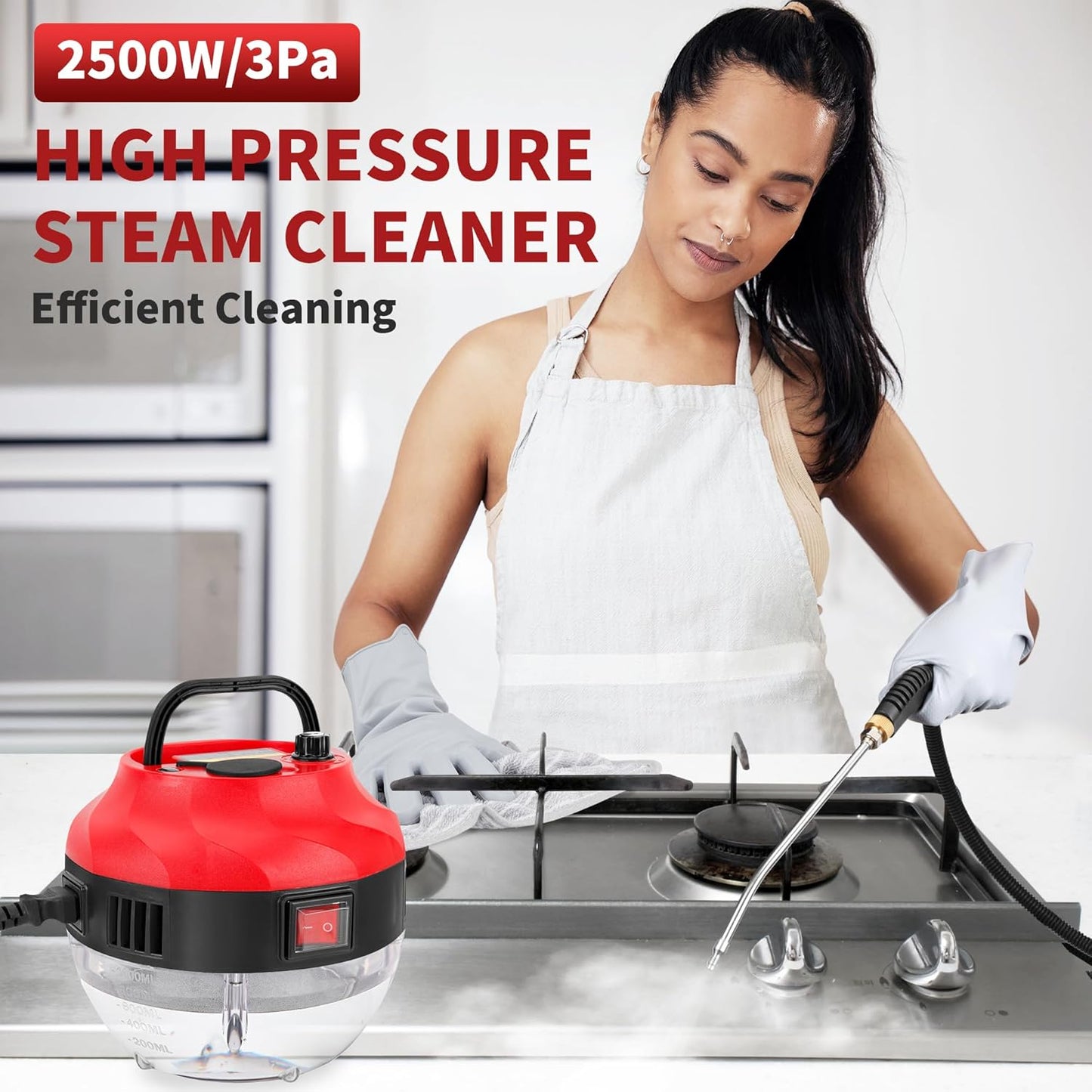 Portable Handheld Steam Cleaner, 2500W High Pressure Steam Cleaner for Cleaning with Accessories, Large Capacity 10s Fast Heating Steamer for Home, Car Detailing, Grout, Tile