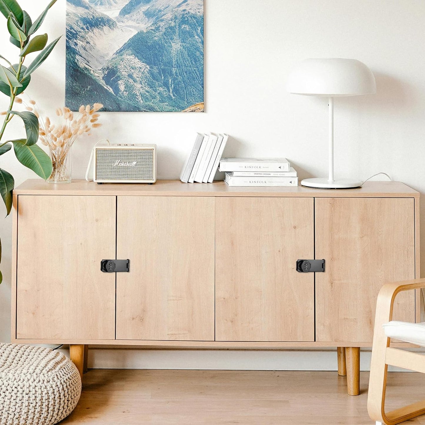 Cozy Tower 4 inch 180 Degrees Hasp Combination Lock for Cabinet, Combo Latch Lock for Cupboard, Drawer, Closet Door, Garage Fence Shed Door (Black, 1 Pack)