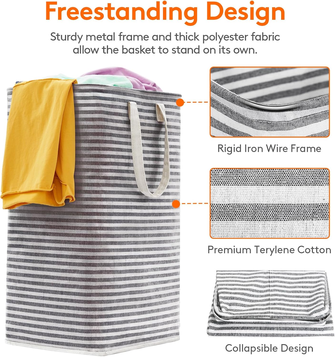 Lifewit 6 Pack Laundry Hamper Large Collapsible Laundry Baskets, Freestanding Waterproof Clothes Hamper with Easy Carry Handles in Laundry Room Bedroom Bathroom College Dorm for Adults, Black, 6 x 80L