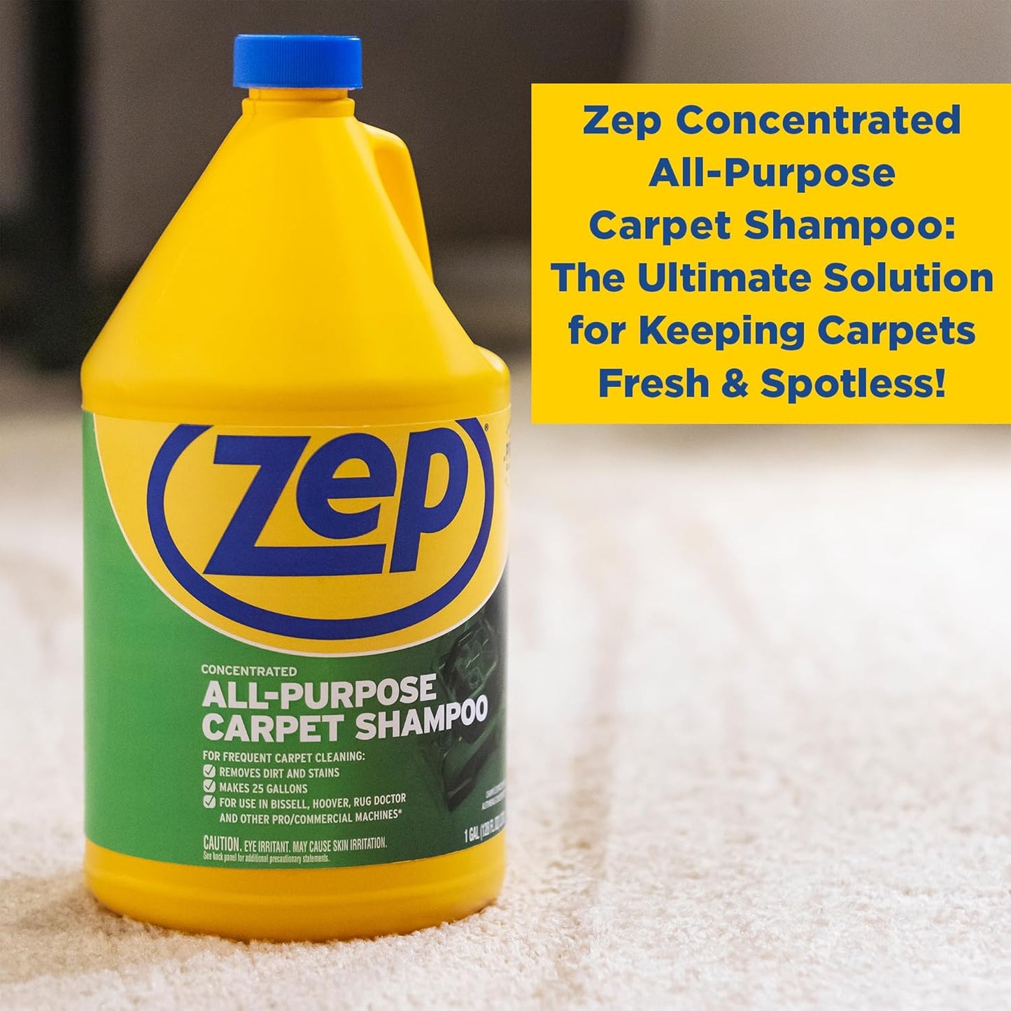 Zep All-Purpose Carpet Shampoo Concentrate Cleaner - 1 Gallon (Case of 2) ZUCEC128 - Professional Formula Removes Dirt and Stains