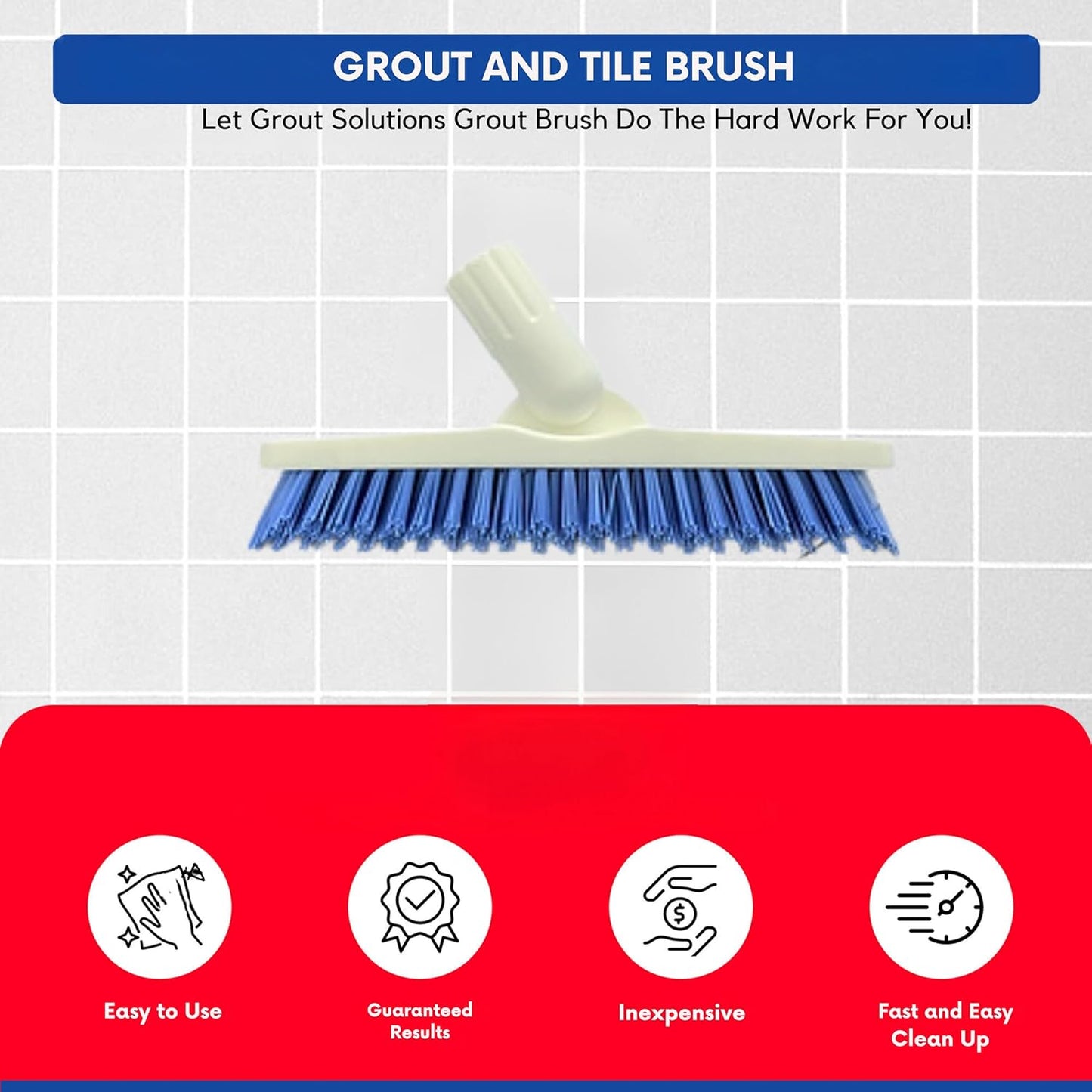 Professional Grout Brush Heavy-Duty Swivel Head with Stiff V-Shaped Bristles for Deep Cleaning Tile, Corners, Showers, Kitchens & Floors Without Scratching Fits Standard Thread Poles