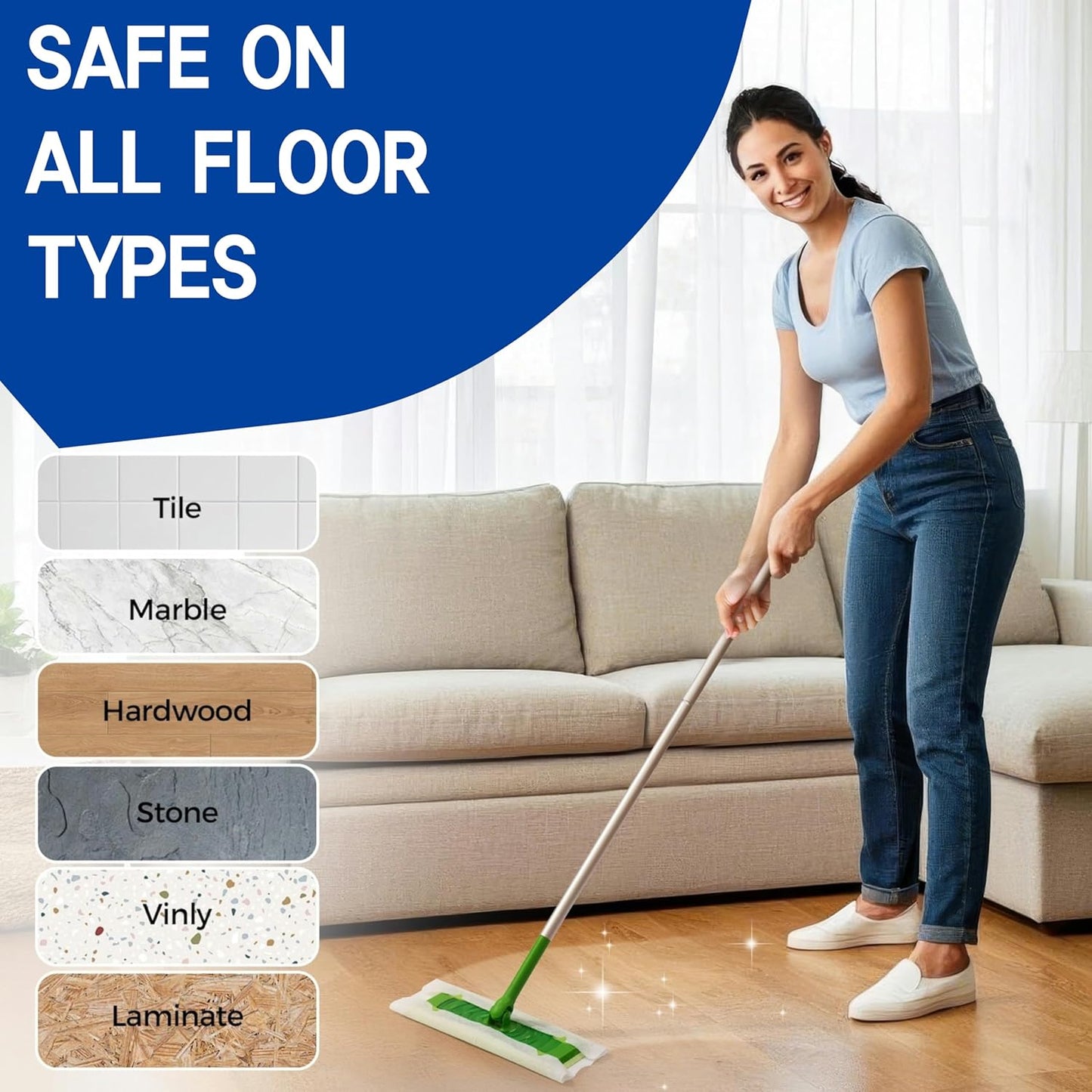 Dry Sweeping Cloths Disposable Mop Refills Floor Dust Mop Pad, Floor Cloth Refills for Swiffer Standard Sweeper, Pack of 160