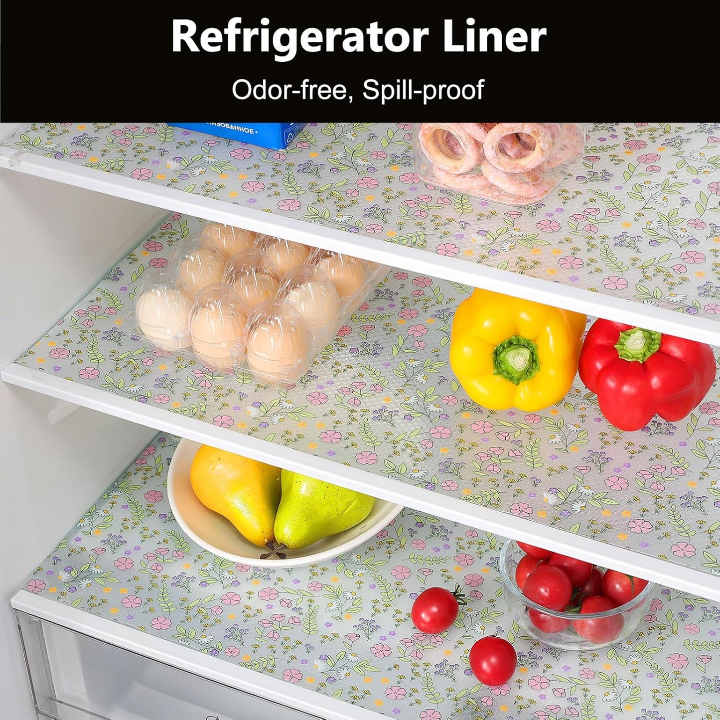 INNOLITES Non-Slip Shelf Liner – Cabinet & Drawer Liner Non-Adhesive – Waterproof Oil-Proof – Durable EVA with Floral for Kitchen Cabinets Refrigerator – BPA-Free, Easy to Cut 23.6" x 236"