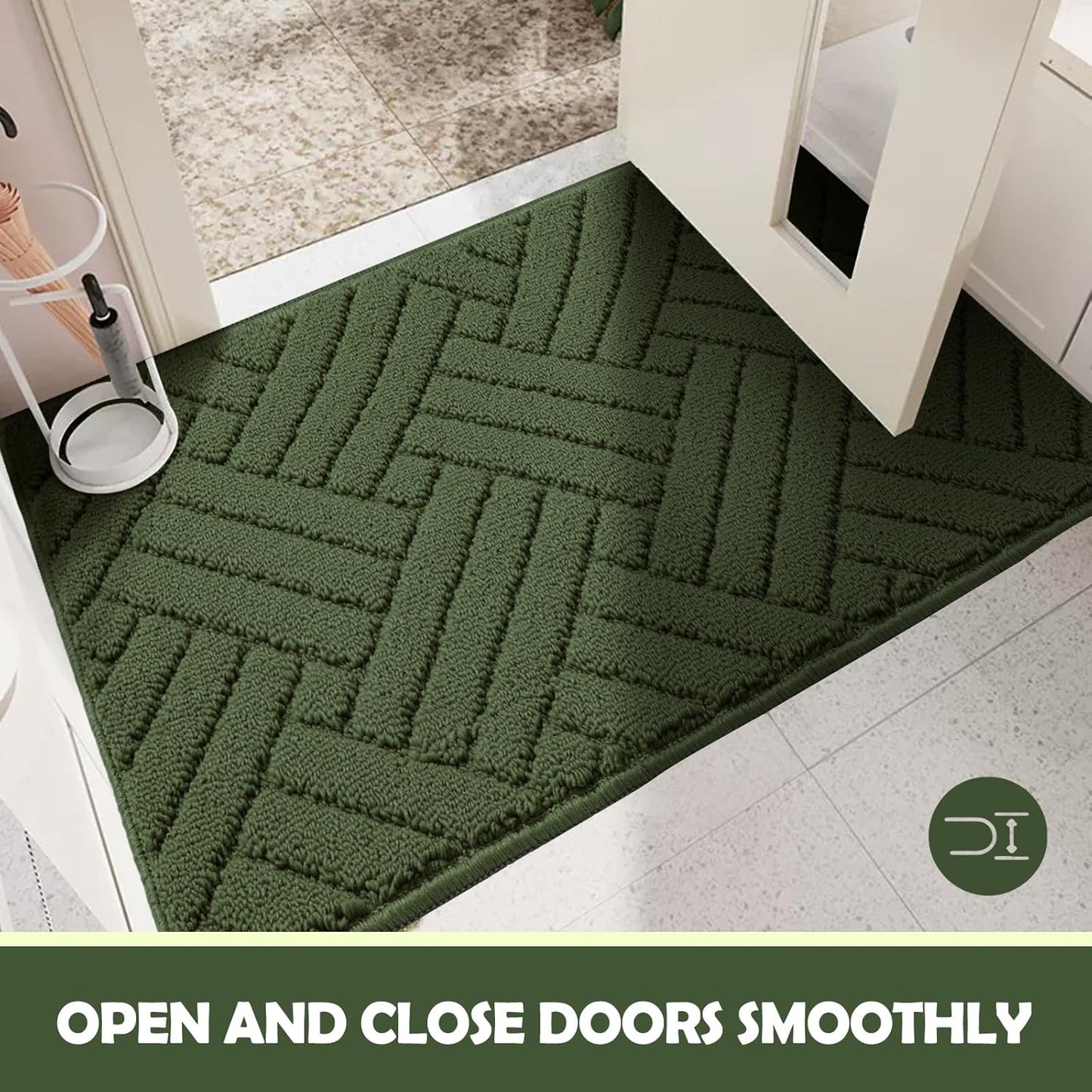 Door Mat Indoor Doormat, Entryway Rug Door Mats Non-Slip Rubber Backing,Heavy Duty Low-Profile Entrance Rugs, Absorbent Resist Dirt Doormats Floor Door mat for Entryway,Green 36"x59"
