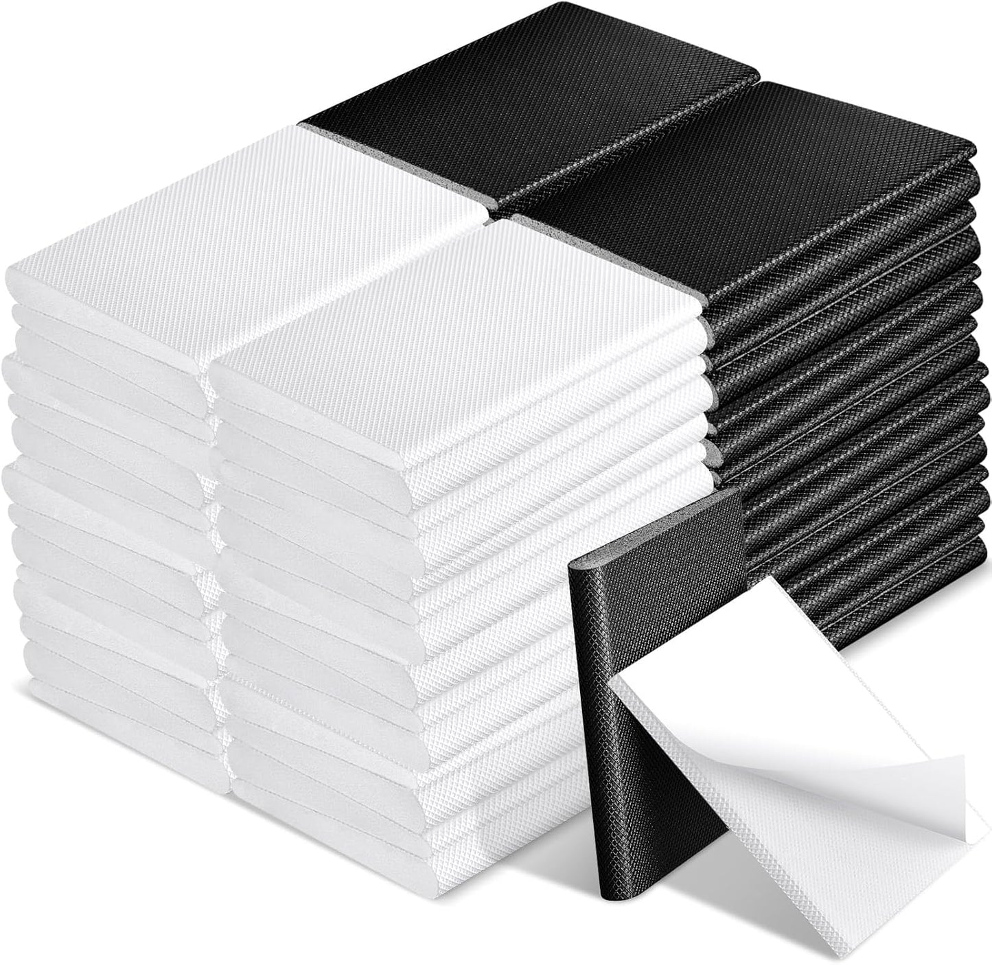 Zonon 16-Piece Door Corner Seal Weatherstripping Exterior Draft Stopper Adhesive Corner Seal Pads for Weather Stripping and Draft Protection (Black,White)