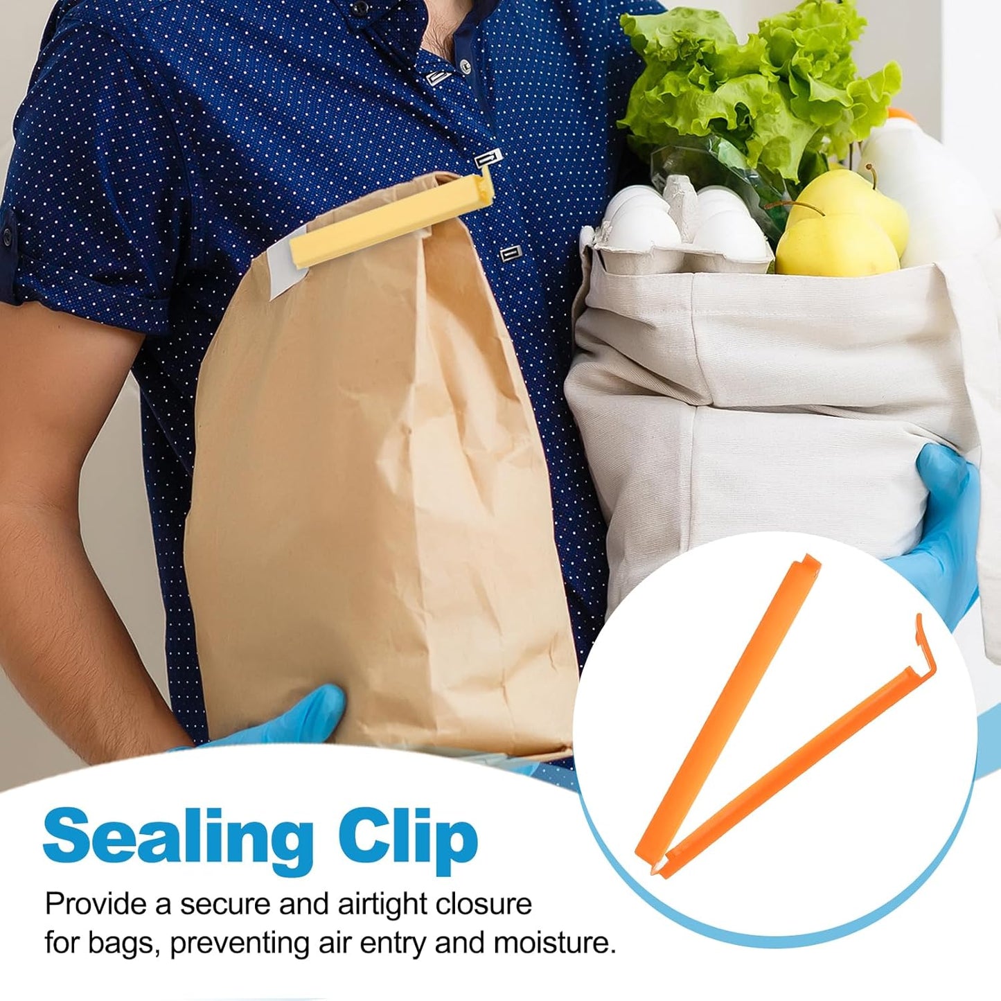 PATIKIL Sealing Clips 4.3 Inch, 10 Pack Reusable Plastic Bag Clip Clamp Sealer for Food Storage Snack Bag Home Kitchen, Orange