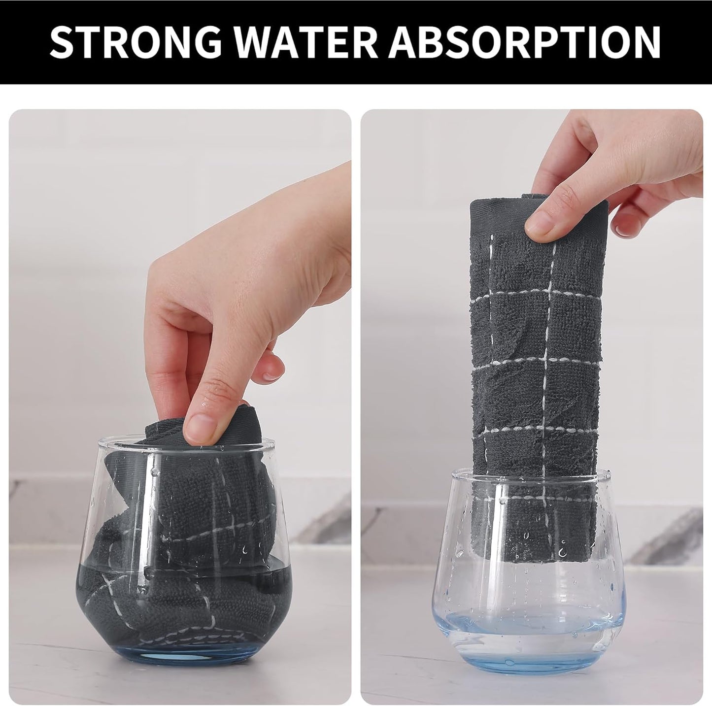 Homaxy 100% Cotton Terry Kitchen Dish Cloths, Ultra Soft and Absorbent Dish Towels for Kitchen, Suitable for Drying and Washing Dishes, 12 Pack, 12 x 12 Inches, Grey