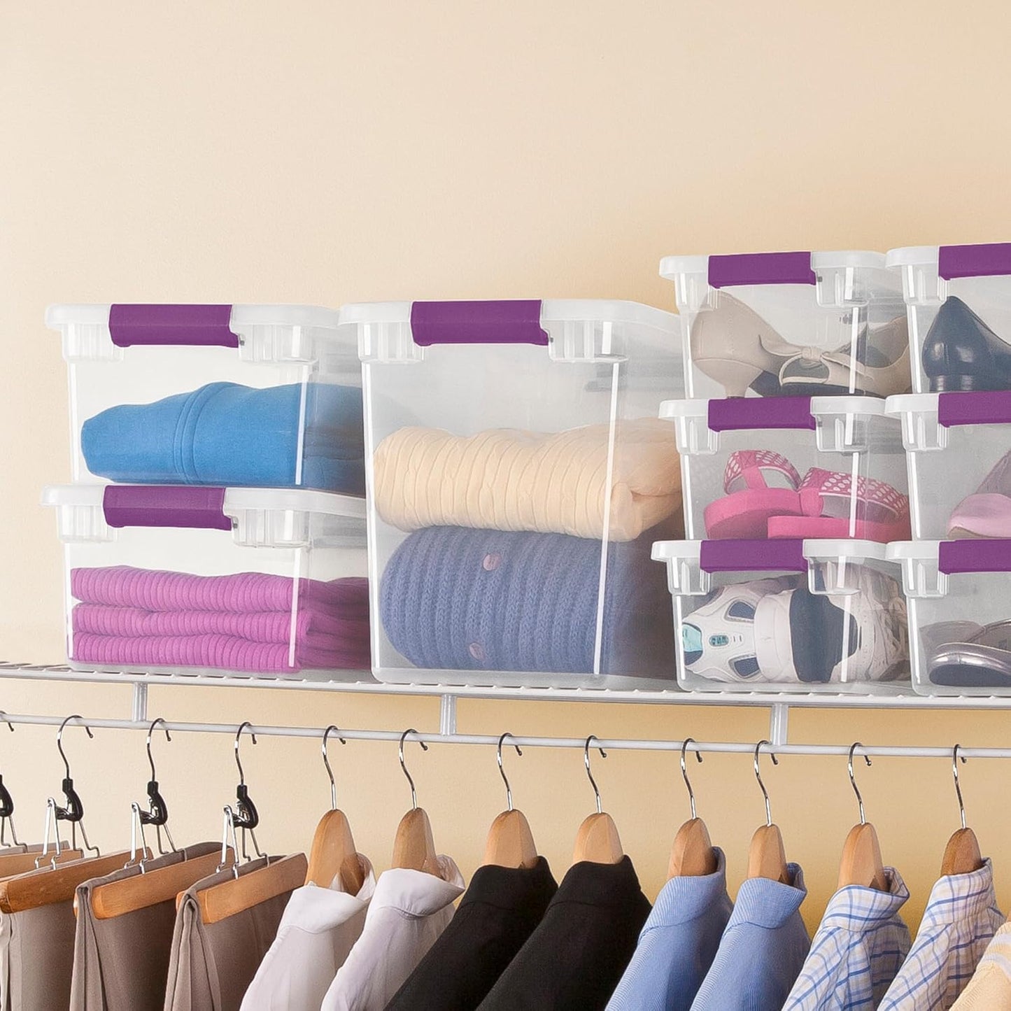 Sterilite 18-Pack ClearView Latch Box, Stackable Storage Organizer Bins for Home, 27 Quart