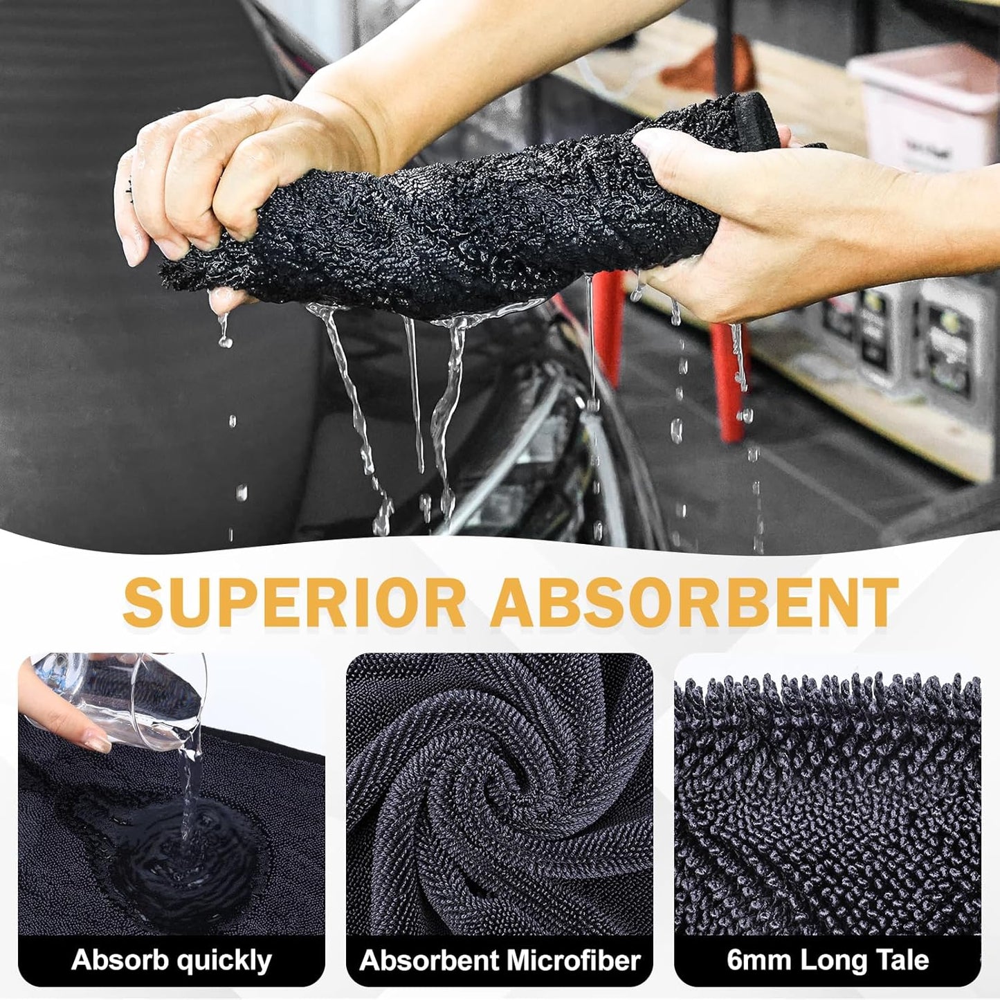 2-Pack Medium Size (23.6" x 15.7") Microfiber Towels, 600GSM Ultra Absorbent Car Drying Towels — Scratch-Free, Streak-Free, Lint-Free, Perfect for Cars, Shower Cabins, and Household Use