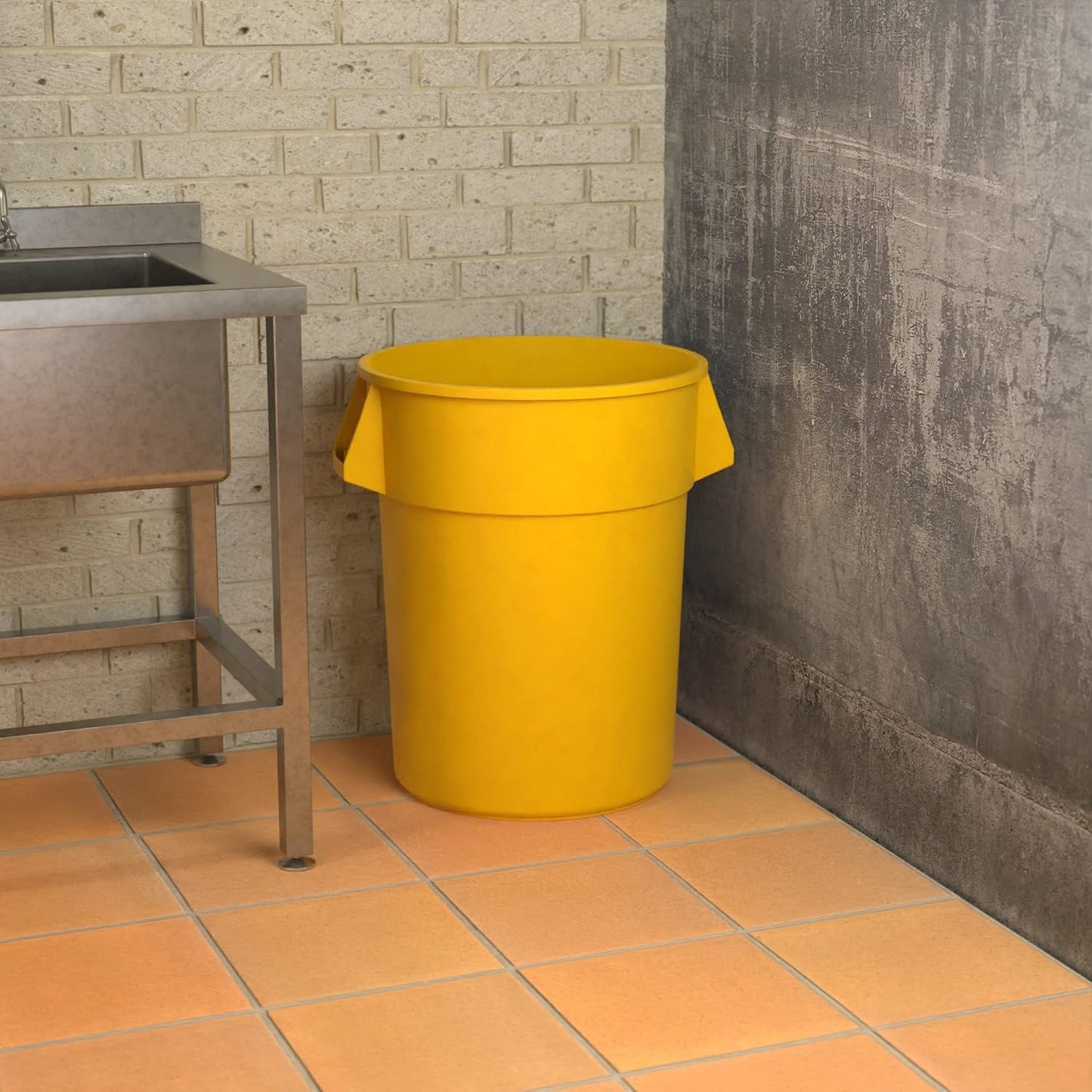 55 Gallon Yellow Round Commercial Trash Can