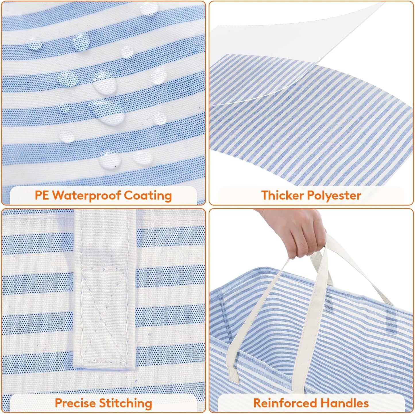 Lifewit 2 Pack Laundry Hamper Large Collapsible Laundry Baskets, Freestanding Waterproof Clothes Hamper with Easy Carry Handles in Laundry Room Bedroom Bathroom College Dorm for Adults, Blue, 2 x 100L