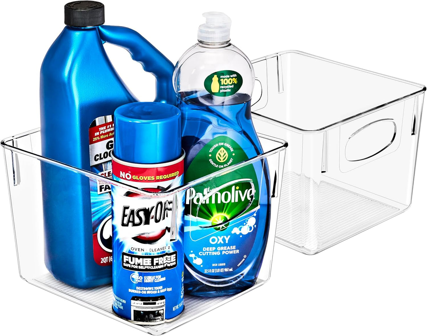 Sorbus 2 Pack Medium Clear Plastic Storage Bins, Clear Organizer Bins with Handle for Kitchen, Pantry, Cabinet, Refrigerator, Craft, Toys, Clothes, Closet, Under Sink, Bathroom Organizers and Storage