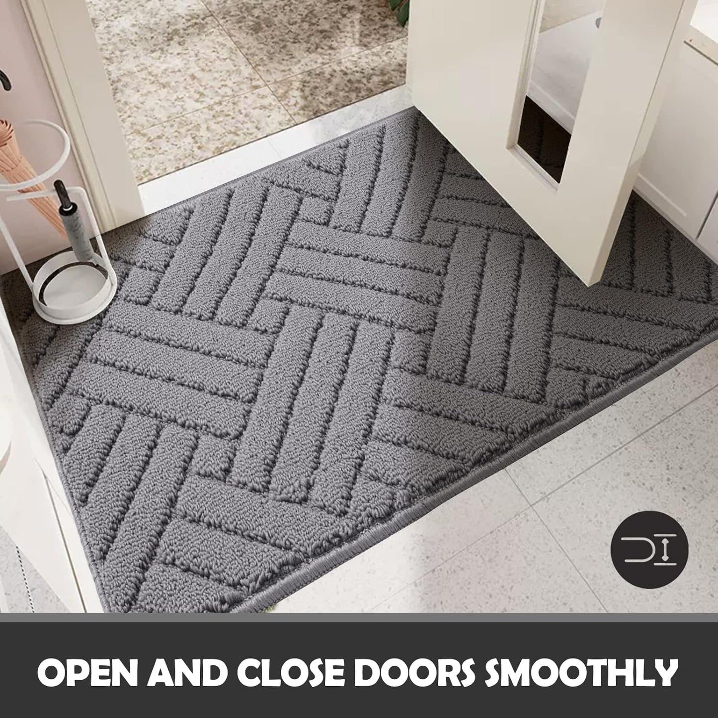 Door Mat Indoor, Non-Slip Rubber Backing Entry Rug & Door Mats, Low-Profile Entryway Rugs, Absorbent Resist Dirt Doormats Machine Washable Inside Floor Door mat,Grey 20"x31.5"