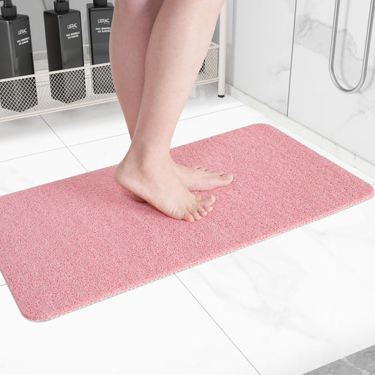 Non-Slip Bathtub Mat, Anti Slip Shower Mat, Fast Drying Bathtub Mats, Foot Scrubber Mat, Anti Slip Mat for Tub, Floor, Bathroom, Kitchen, Home, Hotel (Pink 40"×28")