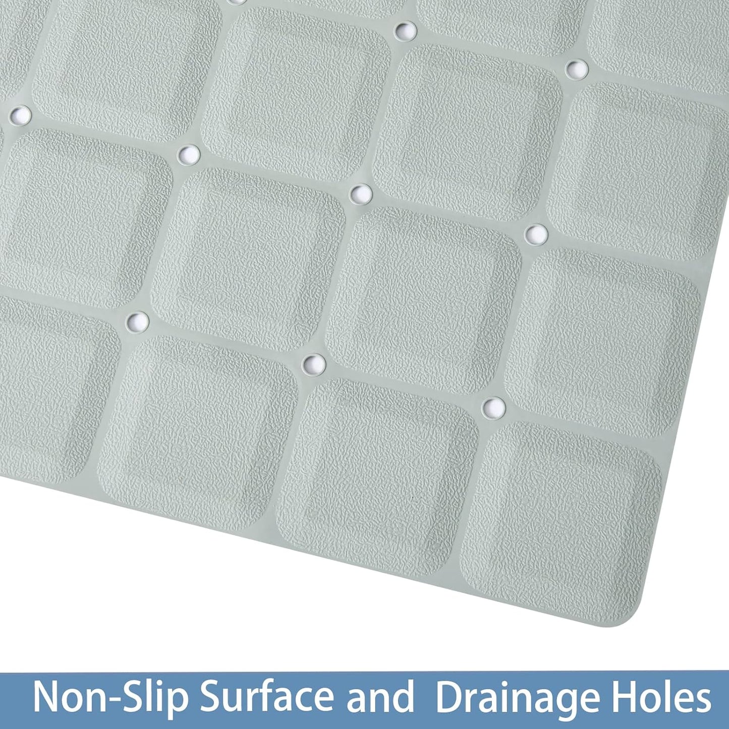Foldable Silicone Bathtub Mat: Jumbo Size Heavy Duty Safety Bath Mat for Tub Without Suction Cups Non Slip Bath & Shower Mat for Textured, Reglazed, Refinished Tub (Grey, 35.8 x 17.7)