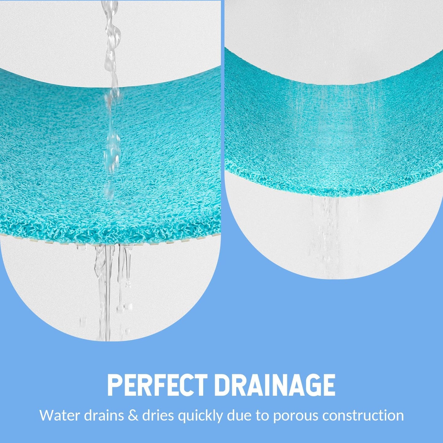 Non-Slip Bathtub Mat, Anti Slip Shower Mat, Fast Drying Bathtub Mats, Foot Scrubber Mat, Anti Slip Mat for Tub, Floor, Bathroom, Kitchen, Home, Hotel (Turquoise Blue 40"×16")