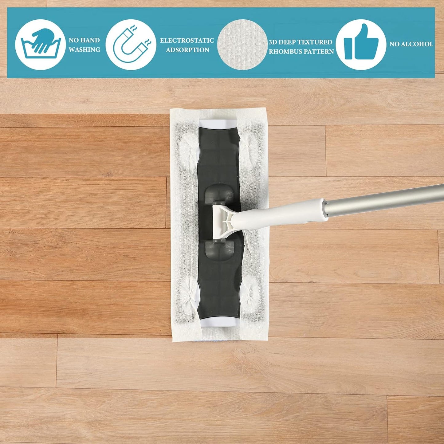 Wet Mop Pads Refills for Floor Cleaning Sweeper Wet Refills Disposable Moist Mopping Cloth Wipes for Wood Hardwood Tile(240 Pcs)