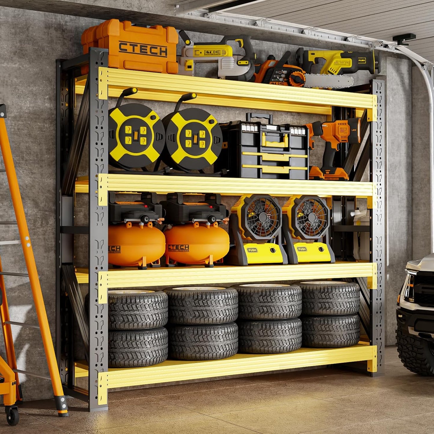 60" W Storage Shelves Heavy Duty, 4 Tier Metal Garage Shelving Units, 5000LBS Heavy Duty Adjustable Shelf, Garage Storage Rack, Industrial Shelving for Shop, Warehouse,60" W x 20" D x 79" H