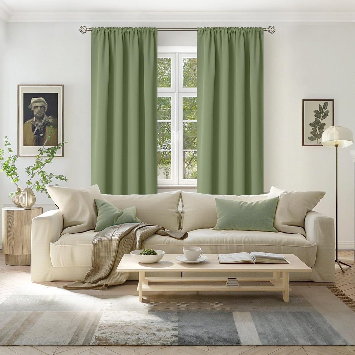 BGment Olive Green Blackout Curtains 84 Inches Length 2 Panels for Living Room - Rod Pocket Thermal Insulated Room Darkening Drapes for Bedroom Dining Privacy, 42 x 84 Inch