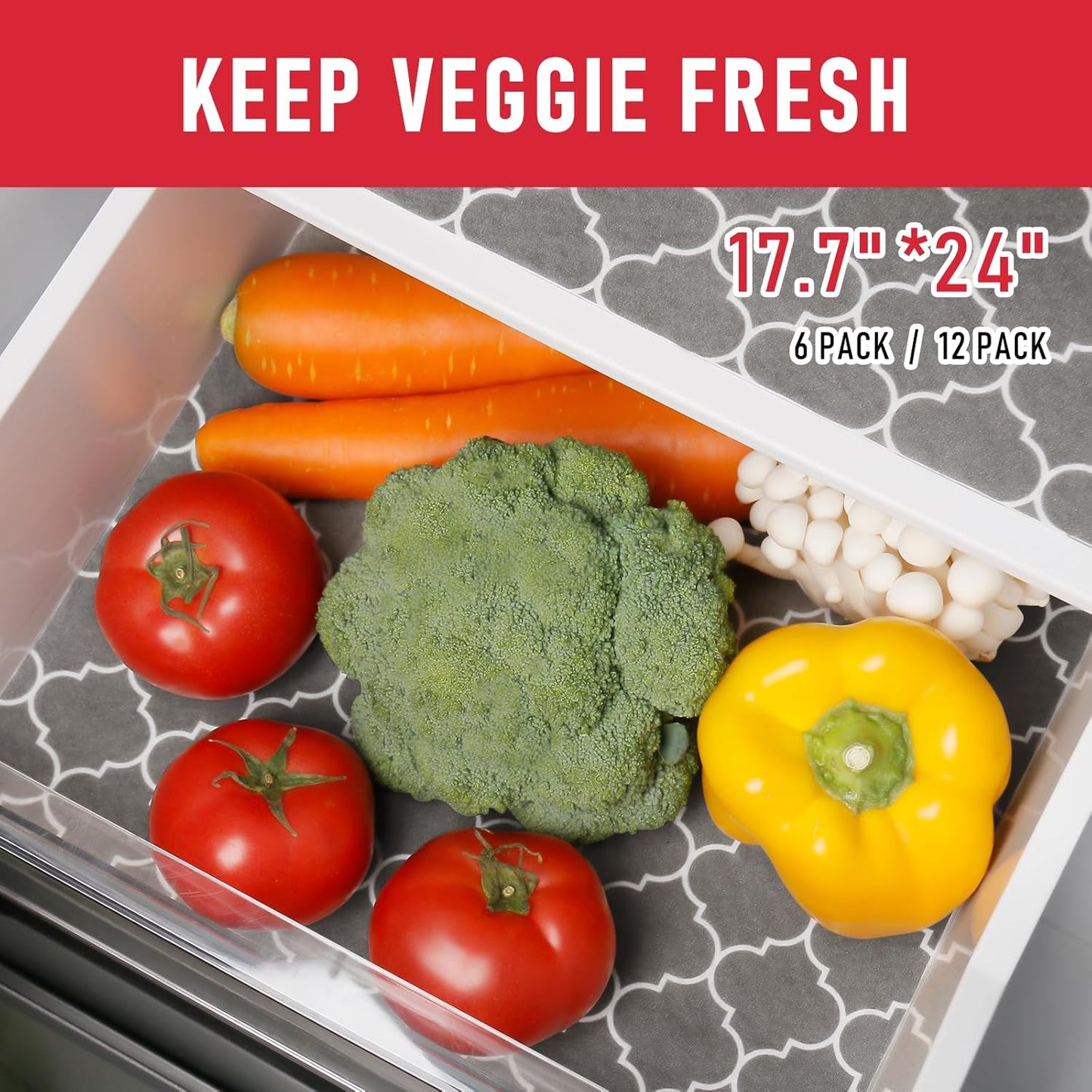 Cooyes 2 in 1 Refrigerator Liners & Fresh mats for Fridge Drawer and Glass Shelves, Absorbent Crisper Mats Washable, BPAfree Cloth Fridge Bin Liners-Keep Produce Fresh Longer