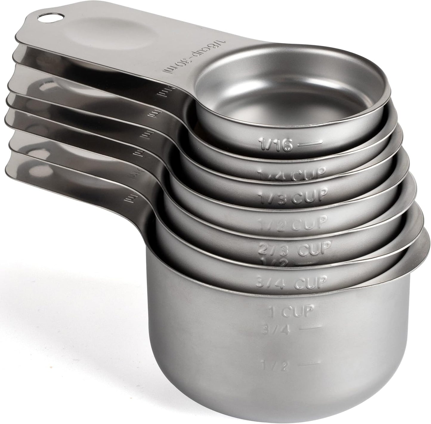 Stainless Steel Measuring Cups Set of 7 Stackable Heavy Duty Measuring Cups for Dry and Liquid Ingredients