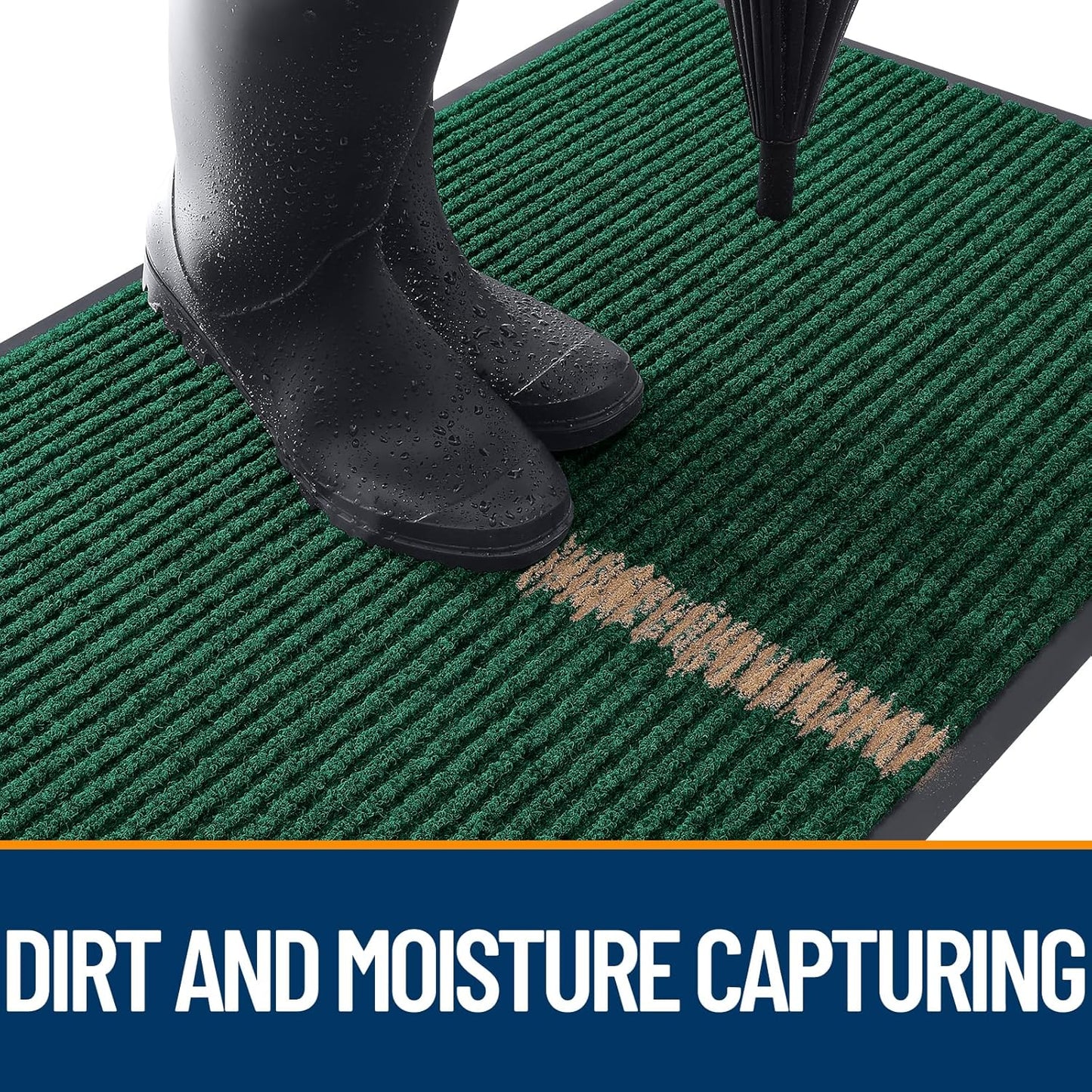 OLANLY Front Door Mat Indoor Outdoor Entrance, Waterproof Heavy Duty Doormat, Fade Resistant, Low Profile, Easy Clean Patio Porch Welcome Floor Mats for Entry, 40x32, Green