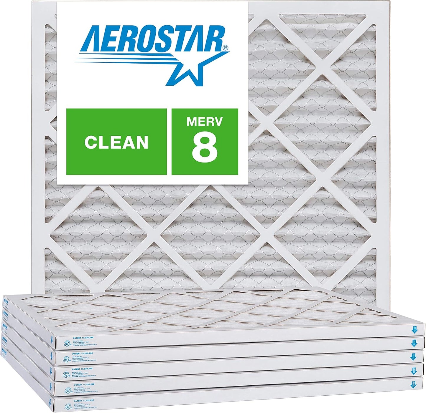 Aerostar 25x25x1 MERV 8, Pleated Air Filter, 25x25x1, Box of 6, Made in the USA