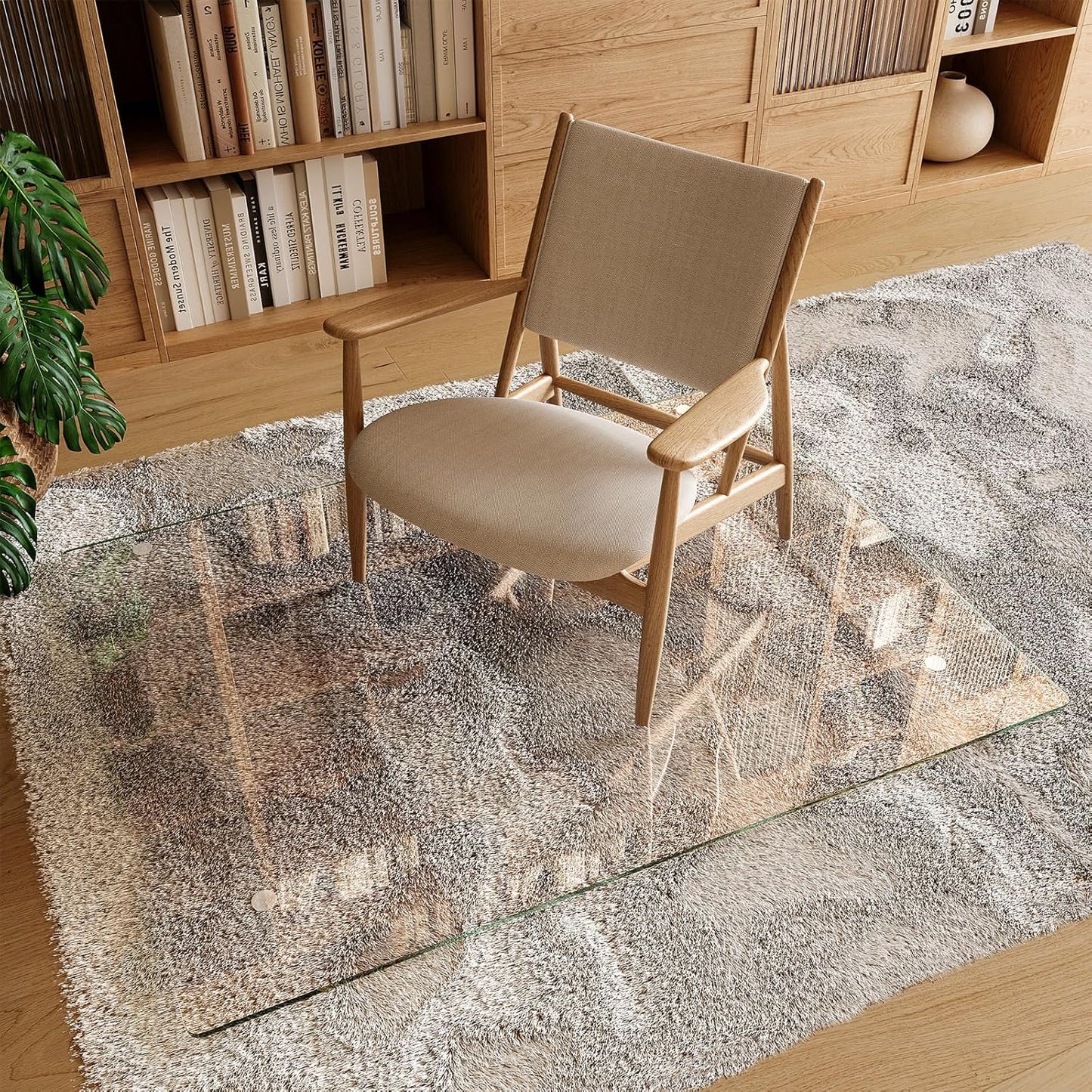 Koonmi Tempered Glass Chair Mat 36"x48" - Premium Office Chair Mat for Hardwood Floors & Low-Pile Carpet with 4 Non-Slip Pads - Thick Scratch-Resistant Surface