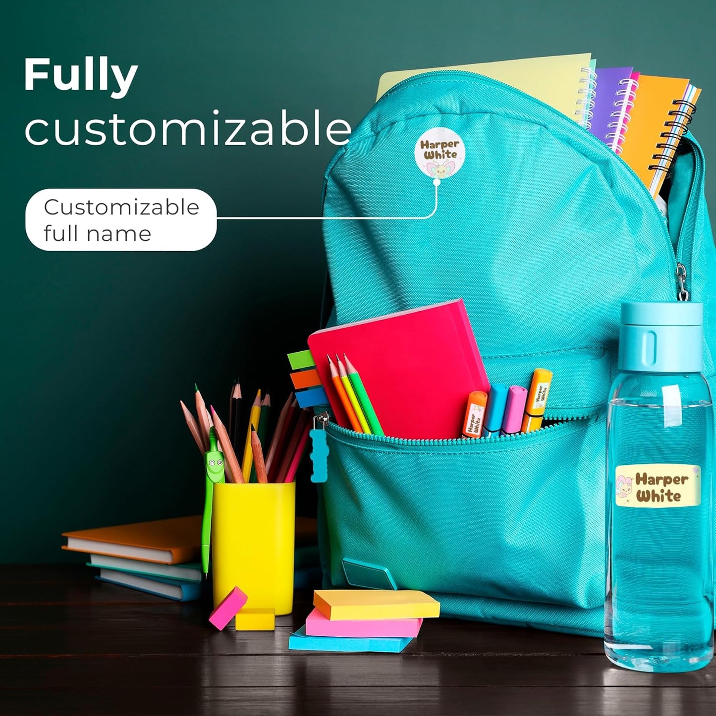 Personalized Name Tag Stickers for Kids (130+ Pack) | Butterfly Waterproof Labels for School Supplies, Bottles & Lunch Boxes | Custom Vinyl Name Labels for Clothing, Toys & More (D. Butterflies)