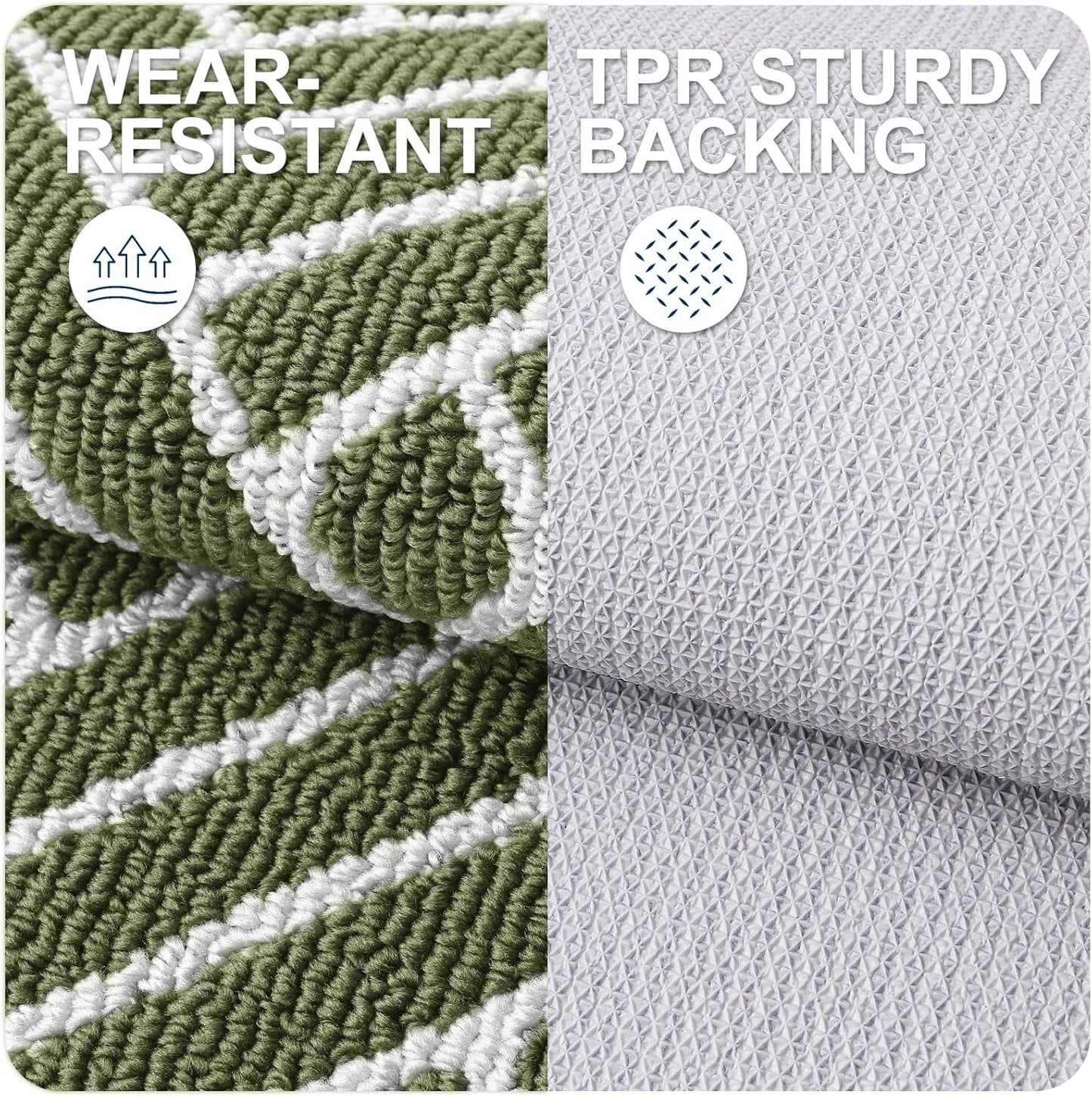 OLANLY Indoor Door Mat, 48x32 Inch, Dirt Resistant and Absorbent, Non-Slip Rubber Backing Floor Mats, Easy Clean Low-Profile Doormat for Entryway, Front Door, and Inside Entrance, Green