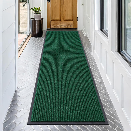 OLANLY Front Door Mat Indoor Outdoor Entrance, Waterproof Heavy Duty Doormat, Fade Resistant, Low Profile, Easy Clean Patio Porch Welcome Floor Mats for Entry, 71x23, Green