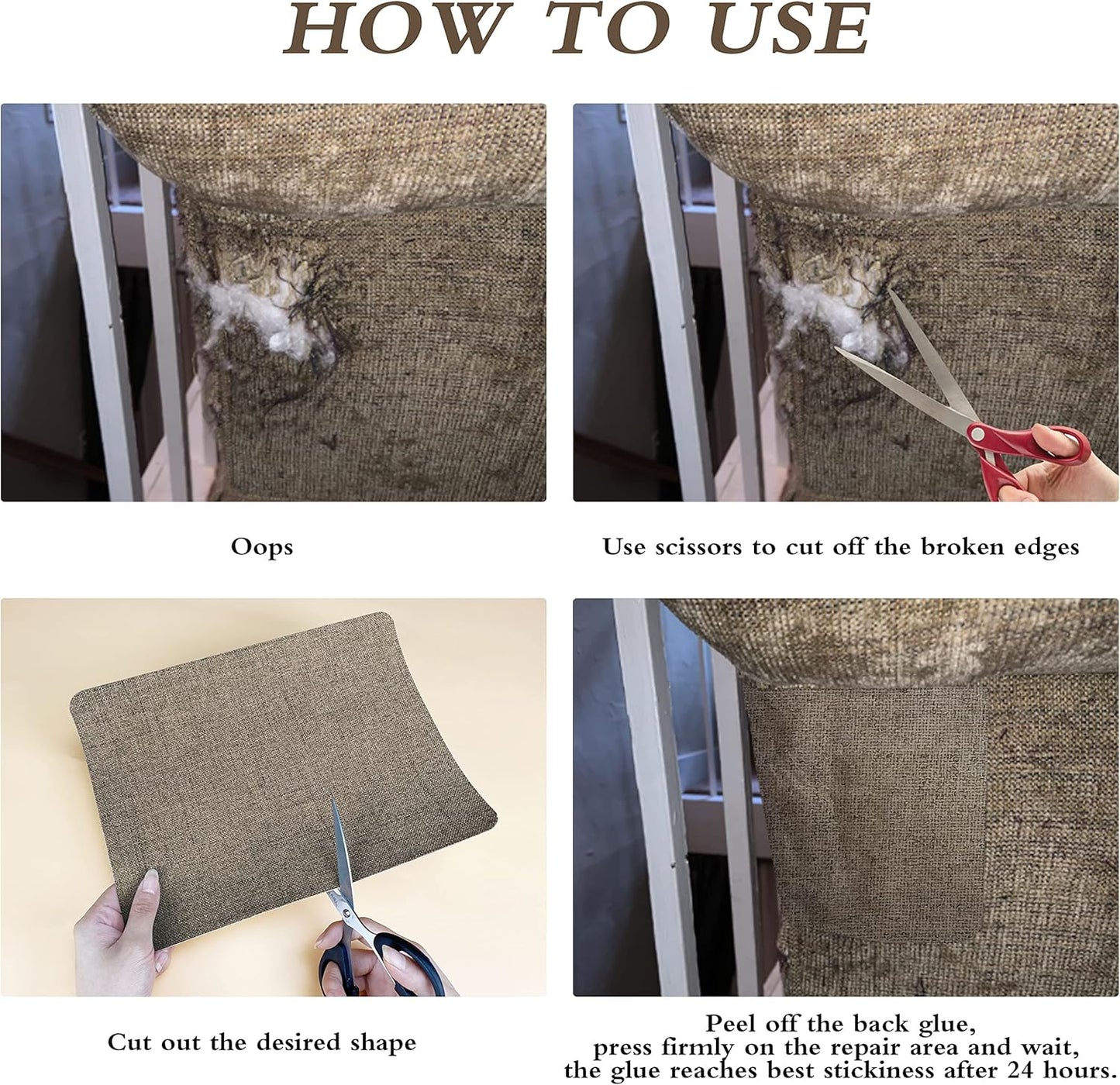 Fine Linen Repair Patches - Self-Adhesive Fabric Patches, 8x11 inch, 2 PCS, Multi Color, for Sofa and Clothes Repair