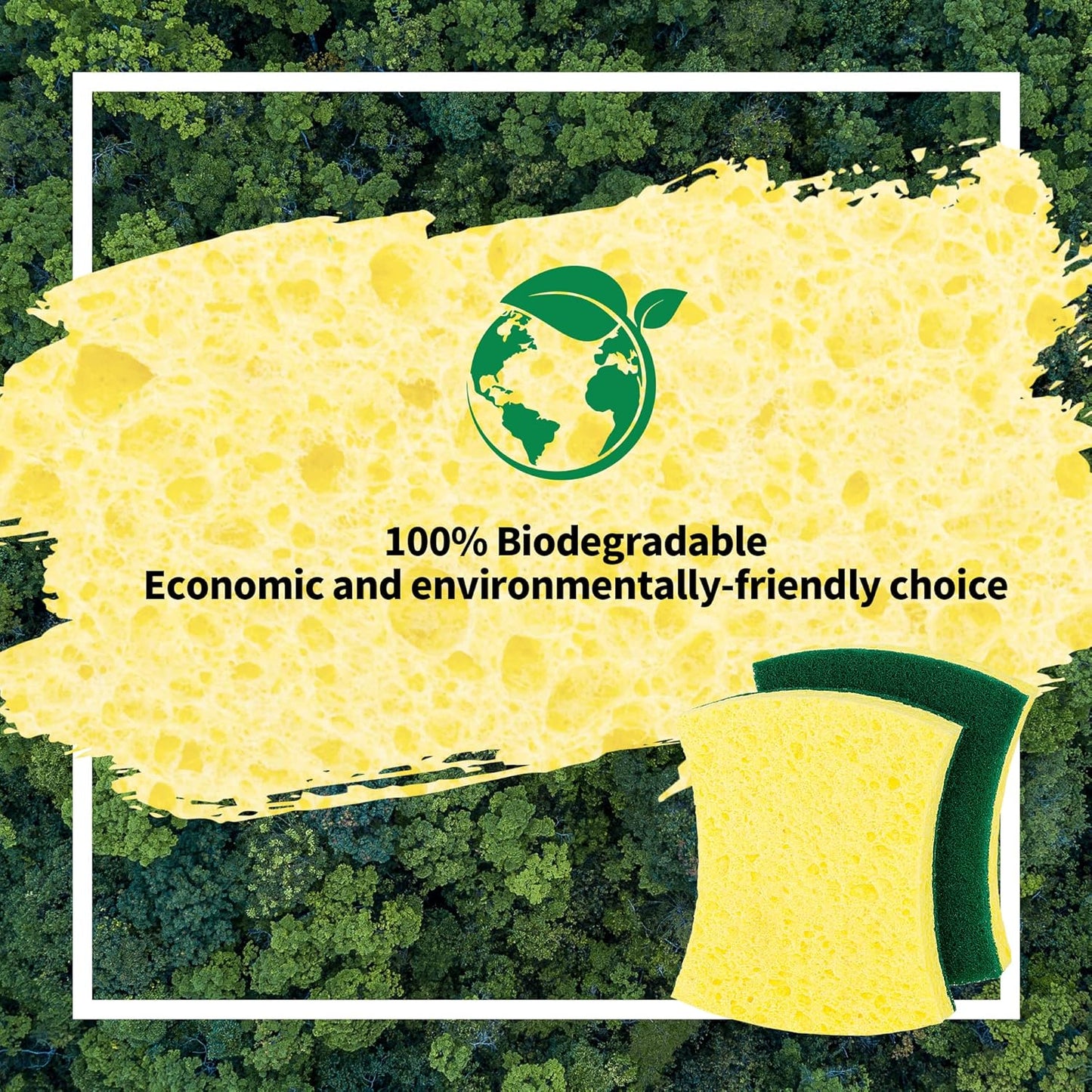 HOMERHYME Heavy Duty Cellulose Scrub Sponges, 12 Pack Dual-Sided Multipurpose Kitchen Sponge for Dishwashing, Uncoated Cookware, Sink, and Countertops