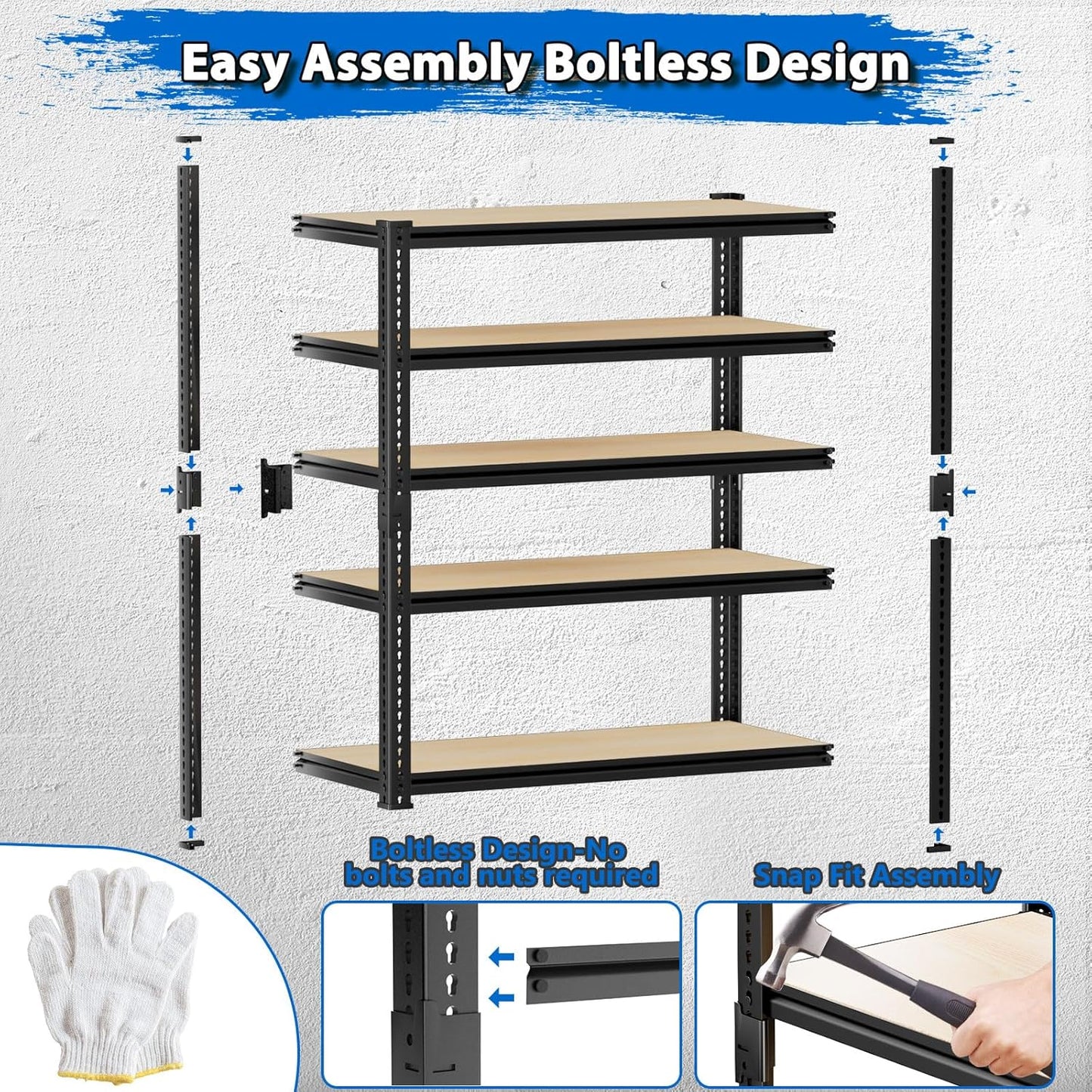 Garage Shelving, 4 PCS Storage Shelves Heavy Duty 2000 LBS Capacity, 5 Tier Adjustable Metal Organizer Wire Rack, 36" L x 18" W x 72" H Utility Shelf Unit for Kitchen Pantry