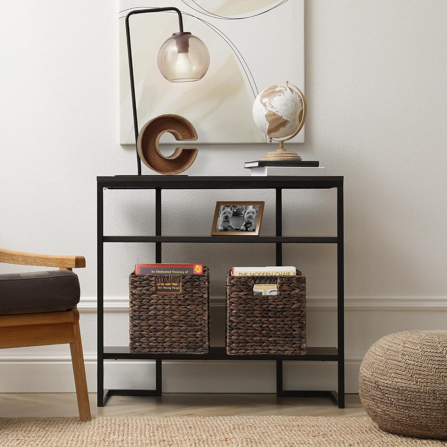 Casafield 10.5" x 10.5" Water Hyacinth Storage Baskets, Espresso - Set of 6 Collapsible Cube Organizers, Woven Bins for Bathroom, Bedroom, Laundry, Pantry, Shelves