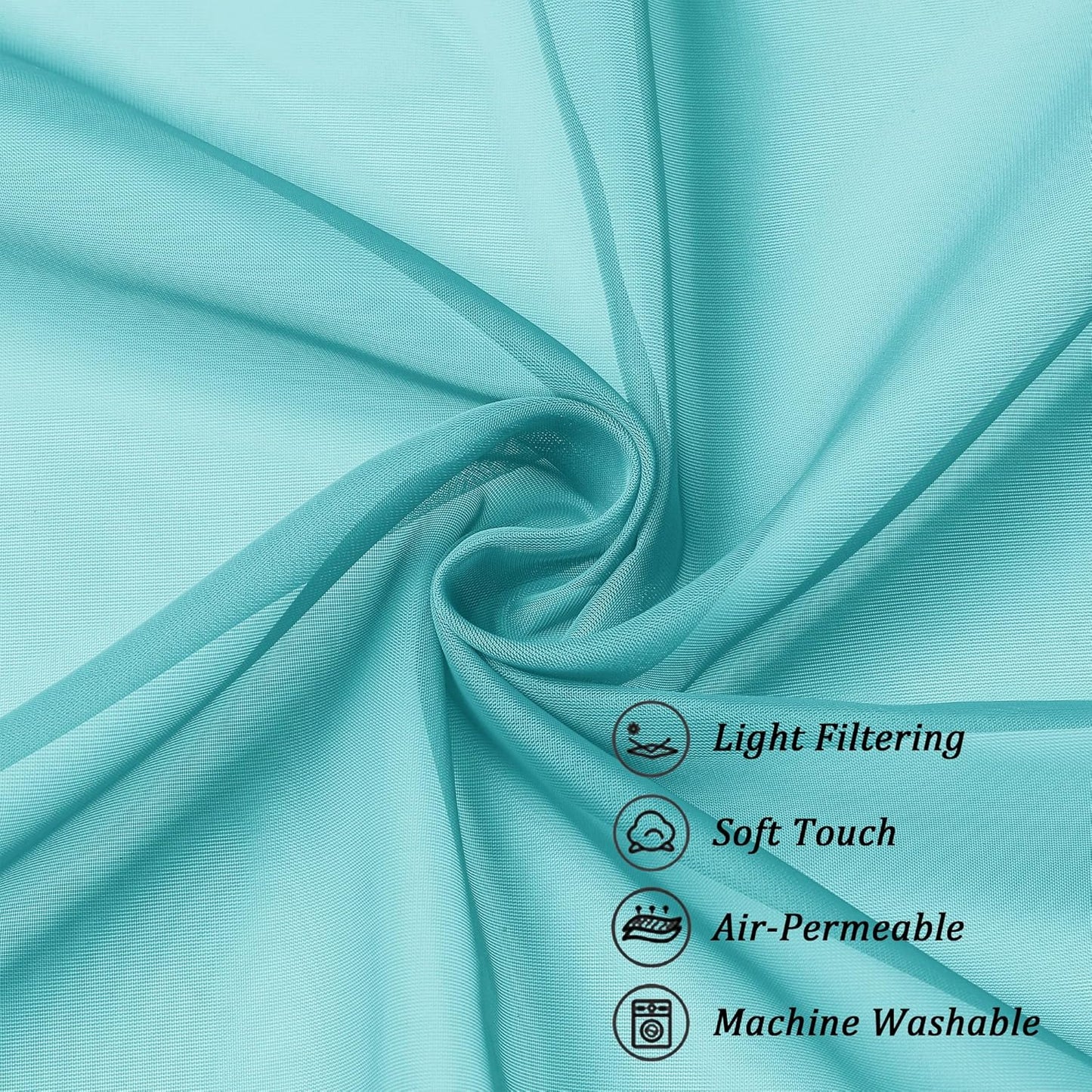 Chyhomenyc Turquoise Sheer Curtains 96 inches Long 2 Panels, Light Filtering Soft Airy Solid Elegant Voile Window Treatment Drapes for Bedroom Living Room Wedding Party Decor, 42 Wx96 L, 8FT L