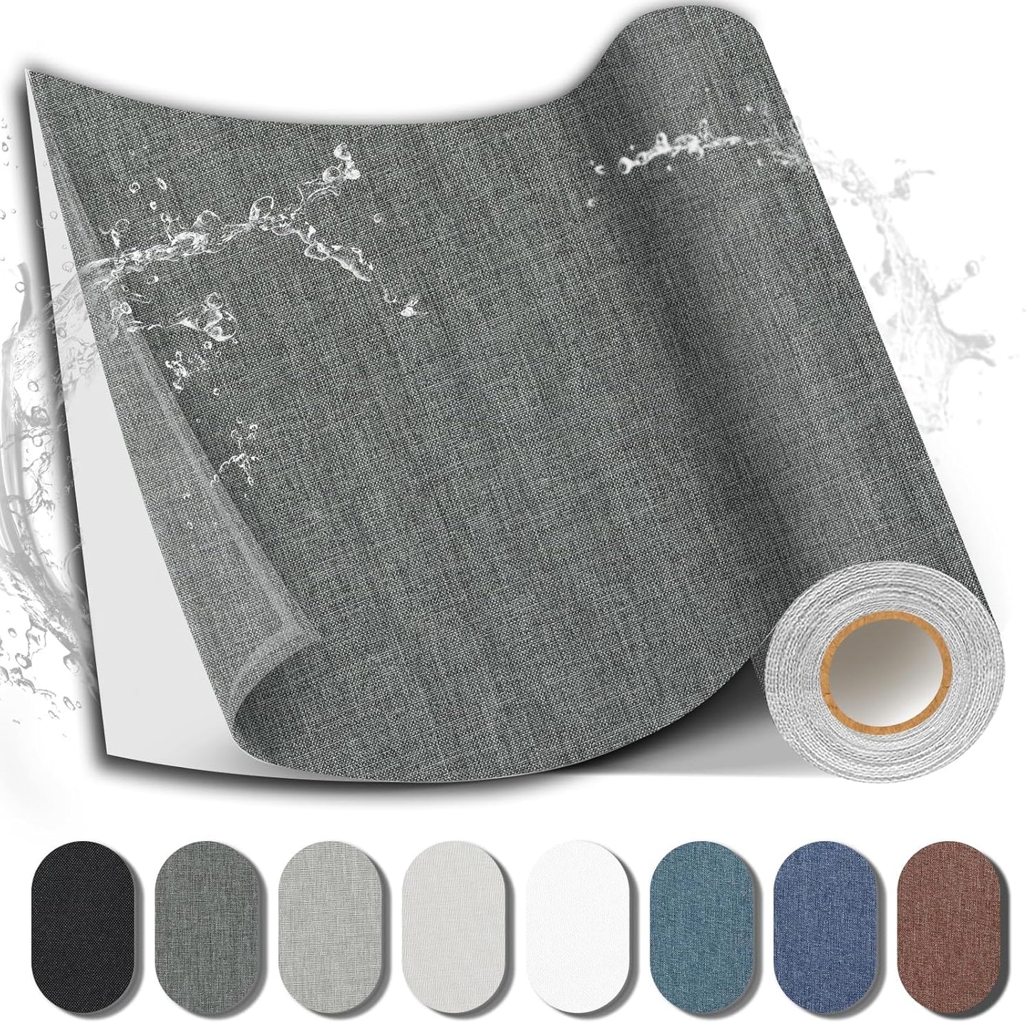 Fabric Repair Patch, 17X158 Inch Fabric Large Repair Tape, Self-Adhesive Patches for Furniture, Sofa, Car Interior, Shoes, Hand Bag, Clothing (Dark Grey, 17X158 Inch)